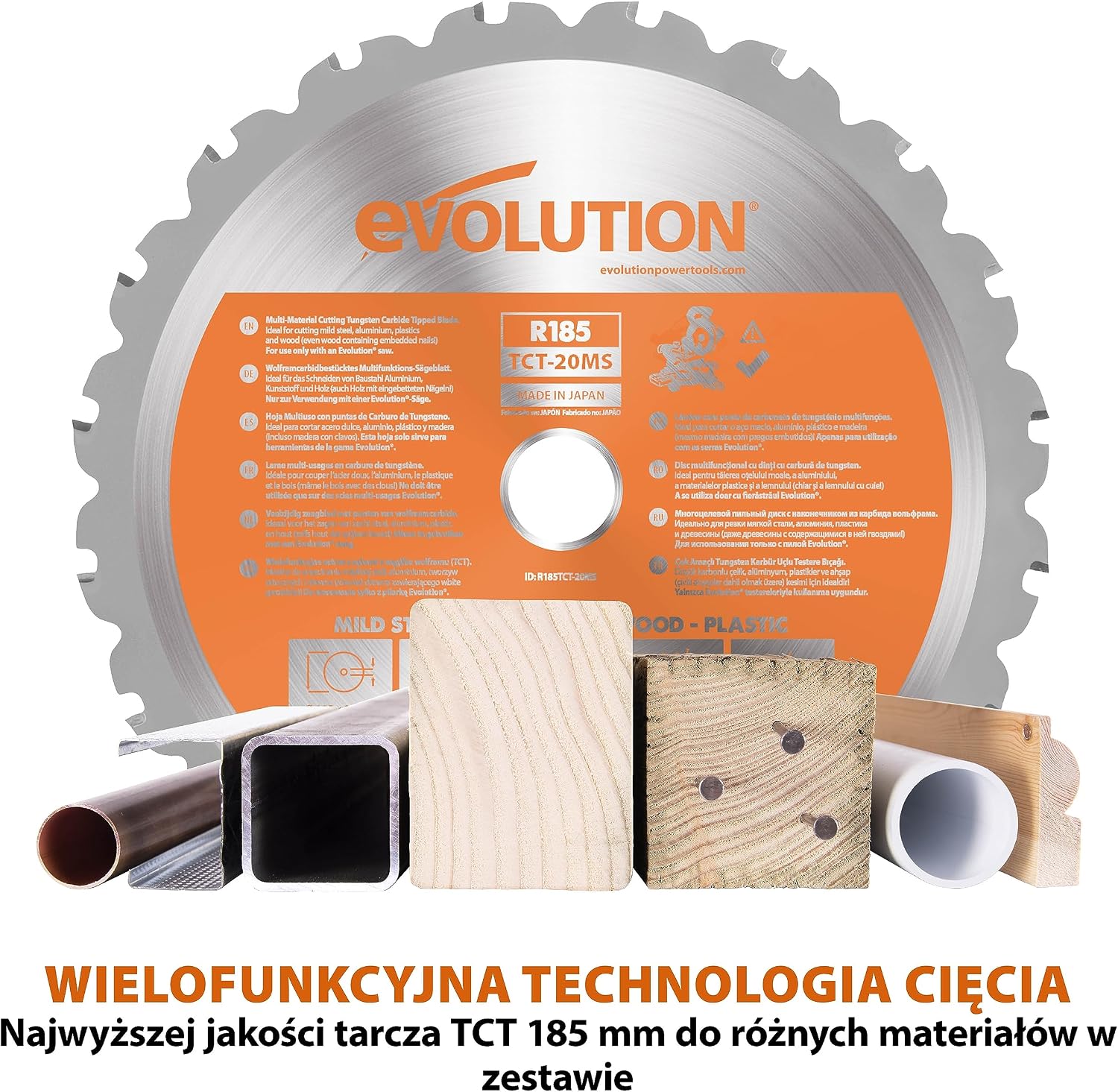 Detalle de Evolution Power Tools R185CMS-Li – akumulatorowa ukośnica 185 mm do wielu materiałów