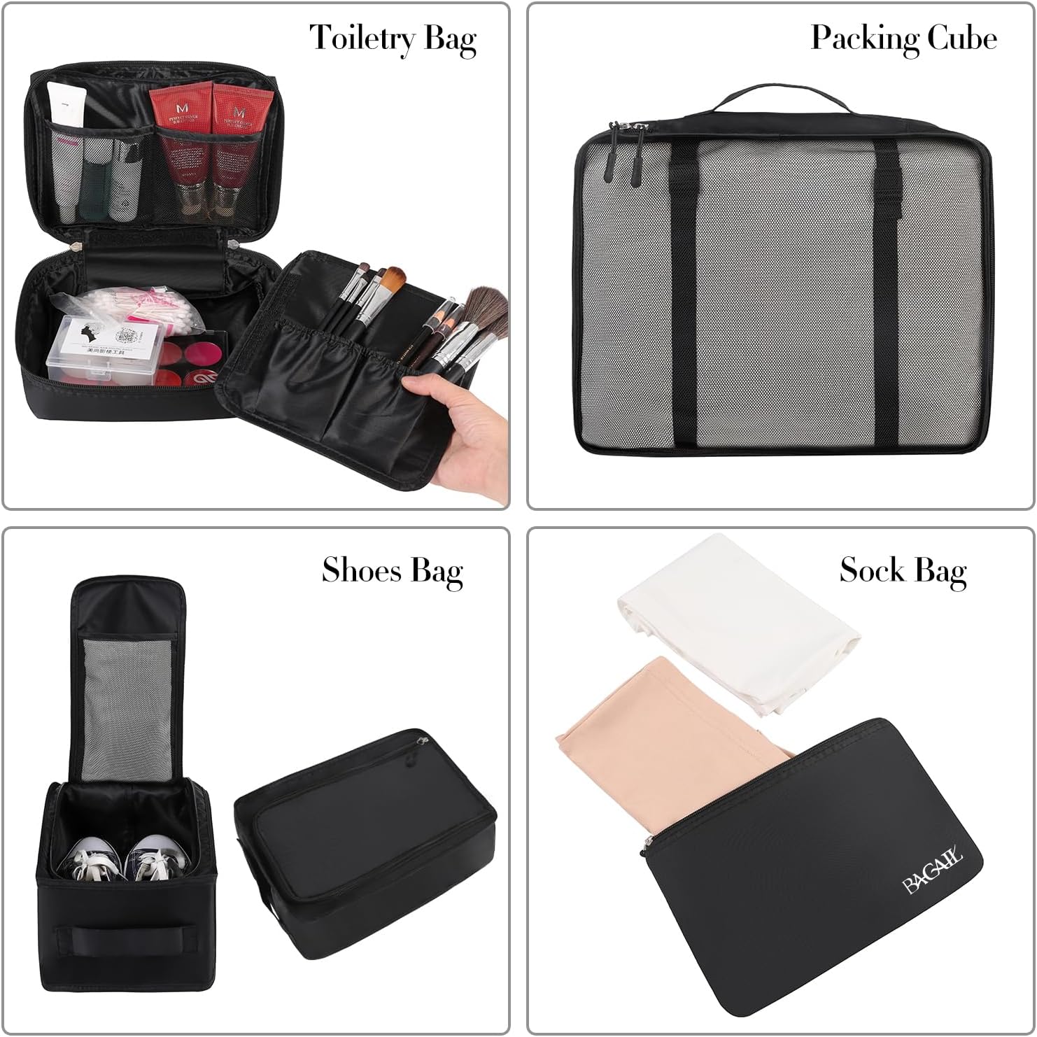Detalle de BAGAIL 8-teiliger Packwürfel-Set für Reise & Kofferorganizer (Kleider-/Packing-Cubes)