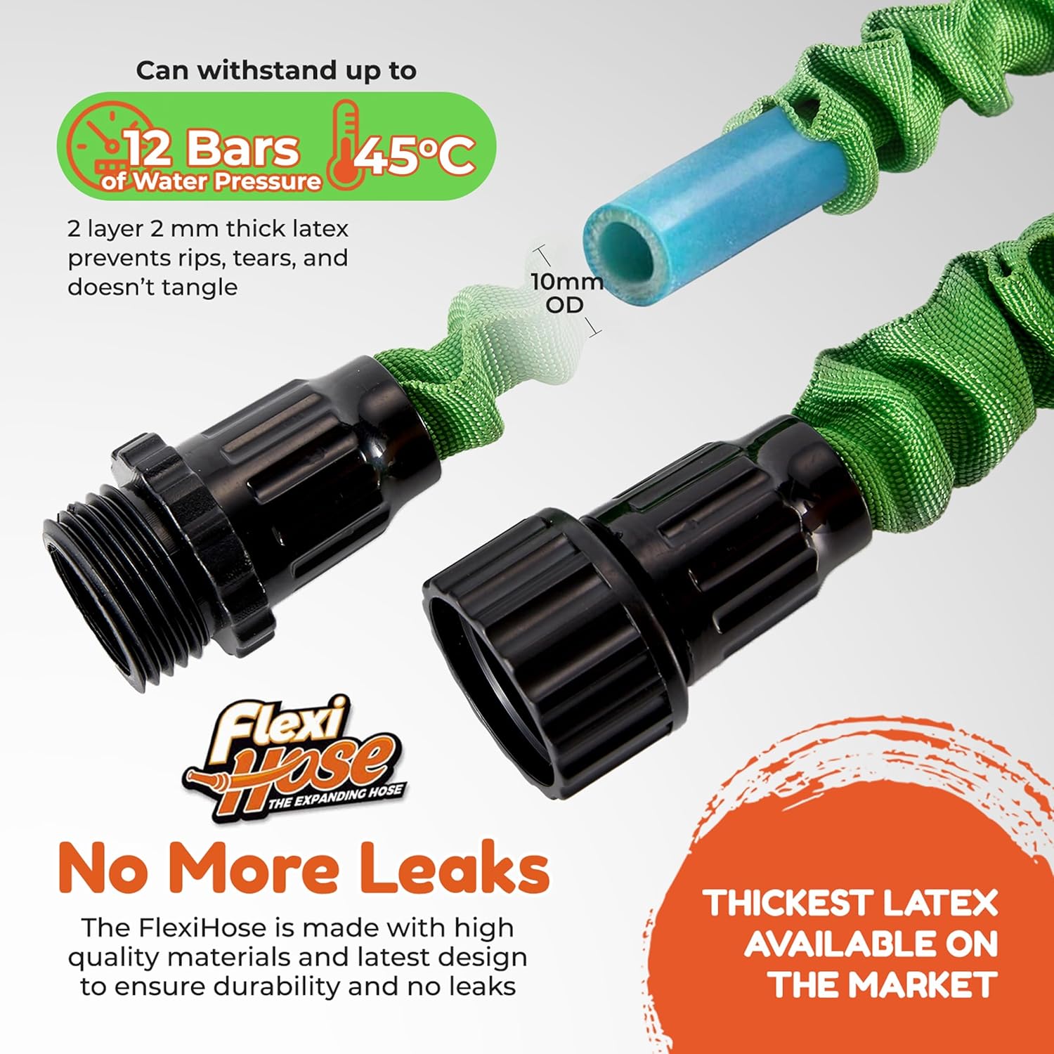 Thumbnail 3 de Flexi Hose Expandable Garden Hose (150FT / 45 Metres) with 3/4-inch fittings and spray nozzle