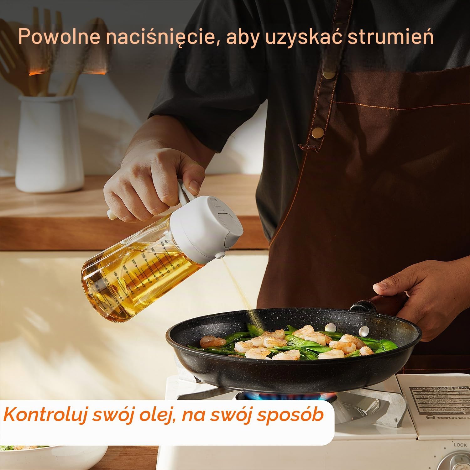 Thumbnail 2 de TrendPlain Ver001 – szklana butelka na olej 2 w 1, 470 ml, biała