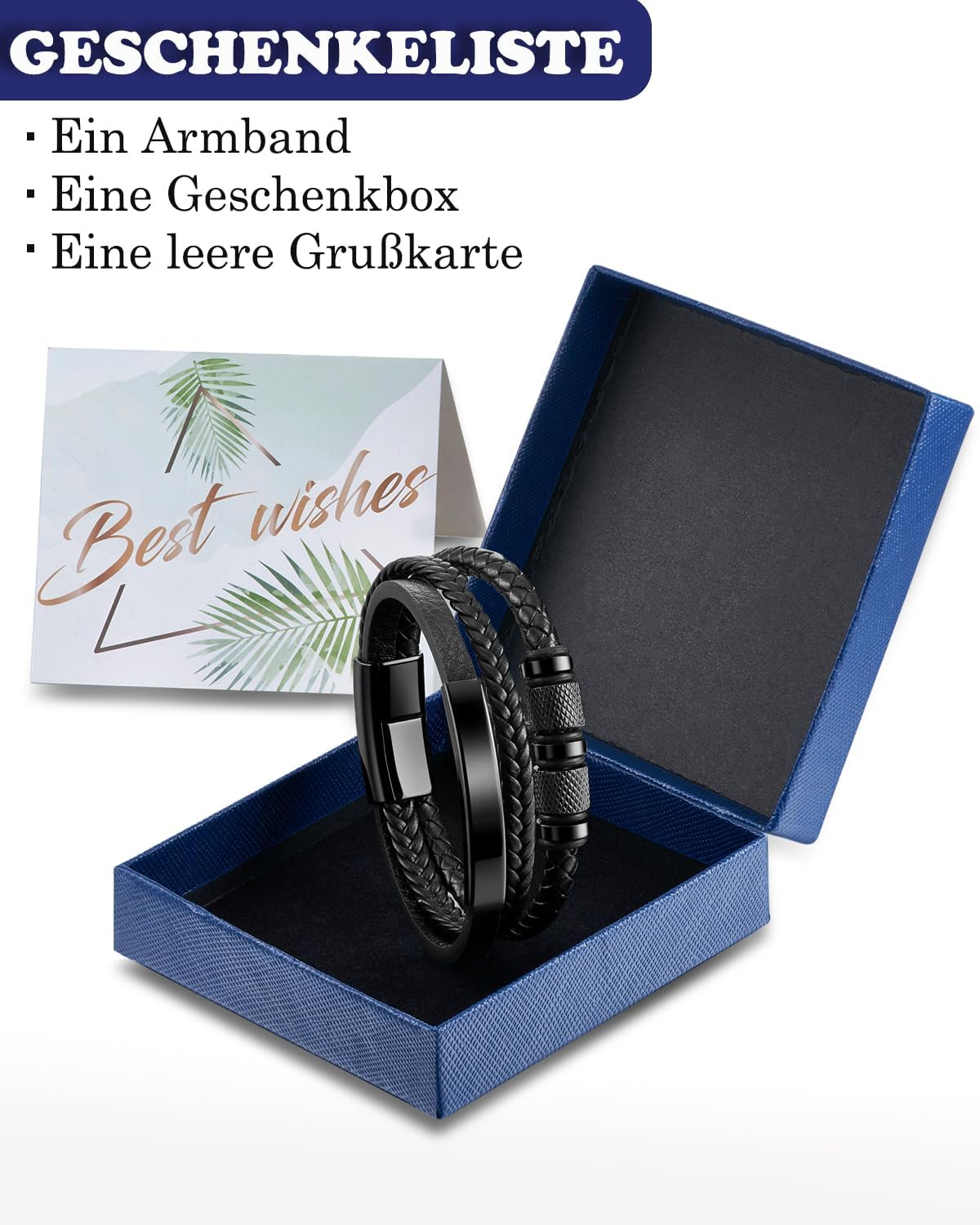 Thumbnail 1 de Armband Herren Lederarmband Edelstahl 21 cm