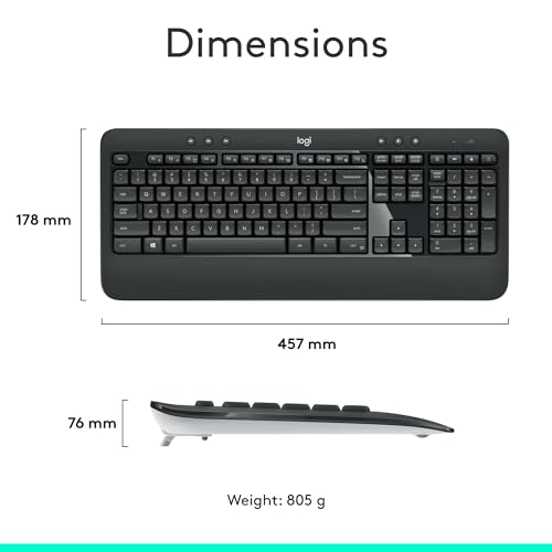Thumbnail 7 de Logitech MK540 Full Size Advanced Wireless Keyboard and Mouse Combo