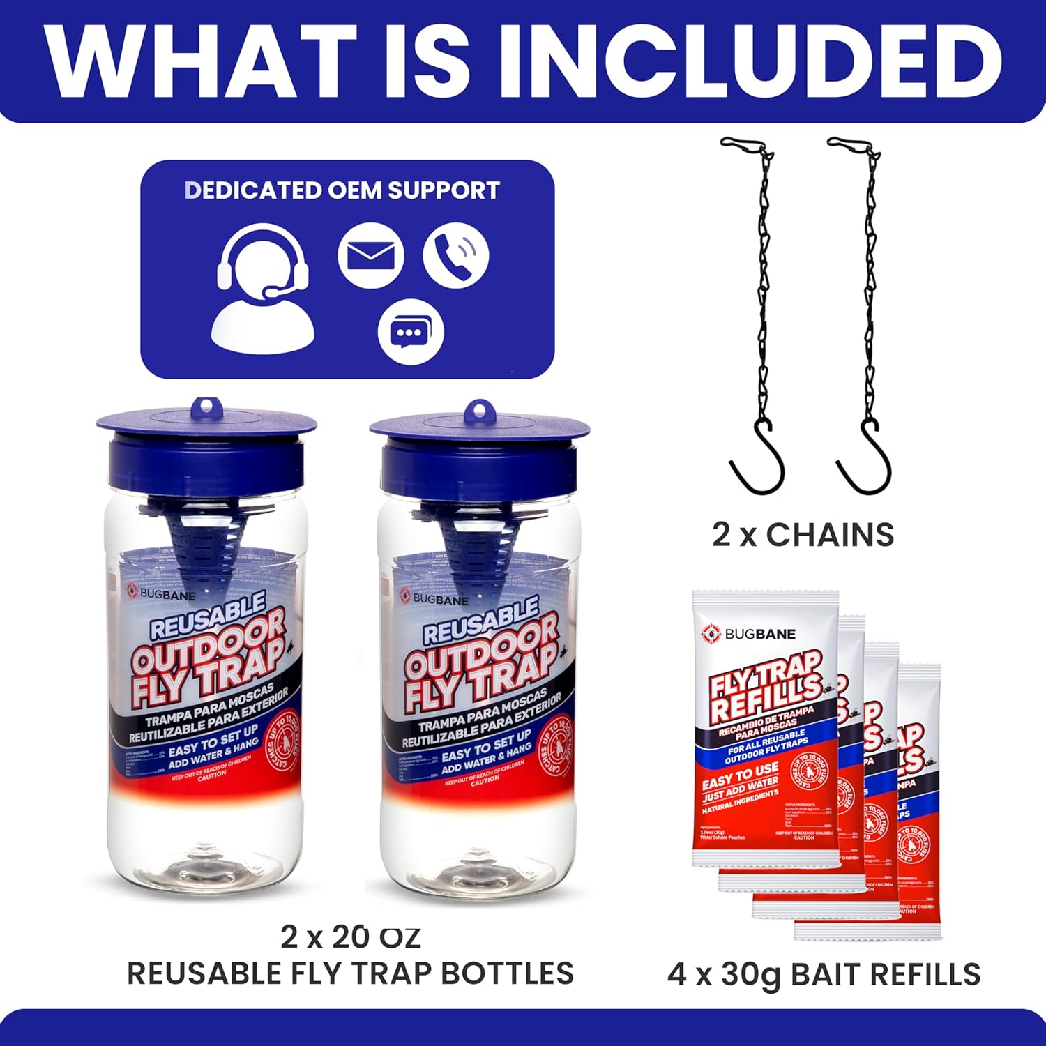 Thumbnail 6 de 2 Fly Traps Outdoor Fly Trap for Patio with 4 Non-Toxic Dissolvable Bait Refills