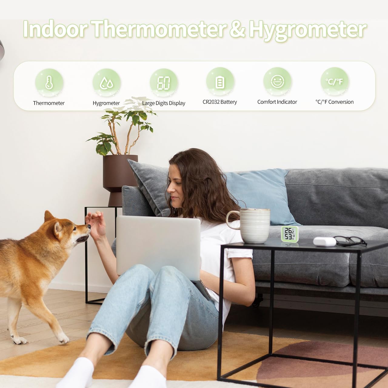 Detalle de NOKLEAD termometro e igrometro interno mini con indicatore comfort e icona facciale