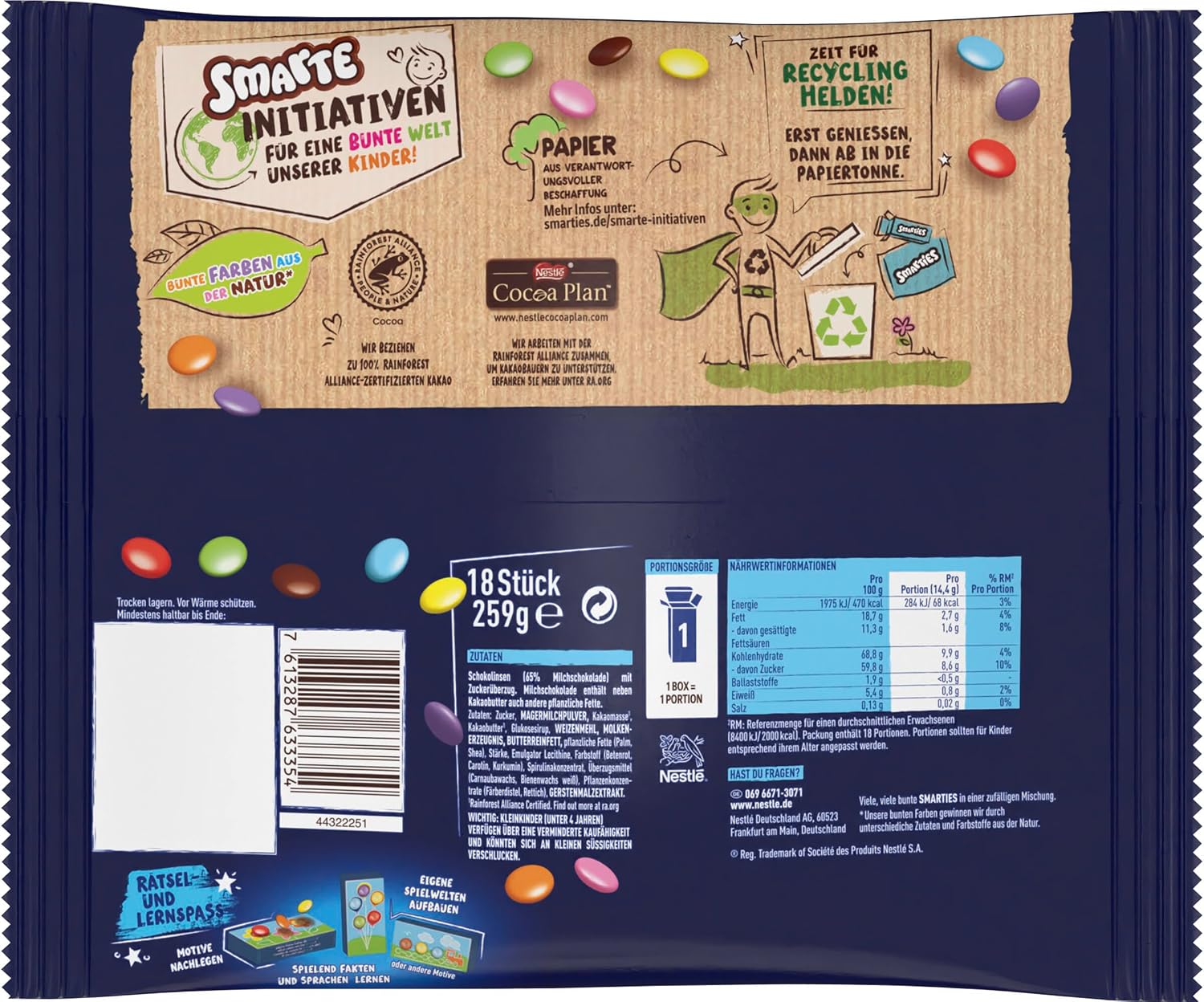 Detalle 2 de Nestlé SMARTIES Mini XXL Beutel – bunte Schoko-Linsen, 2er Pack (1 x 259 g)