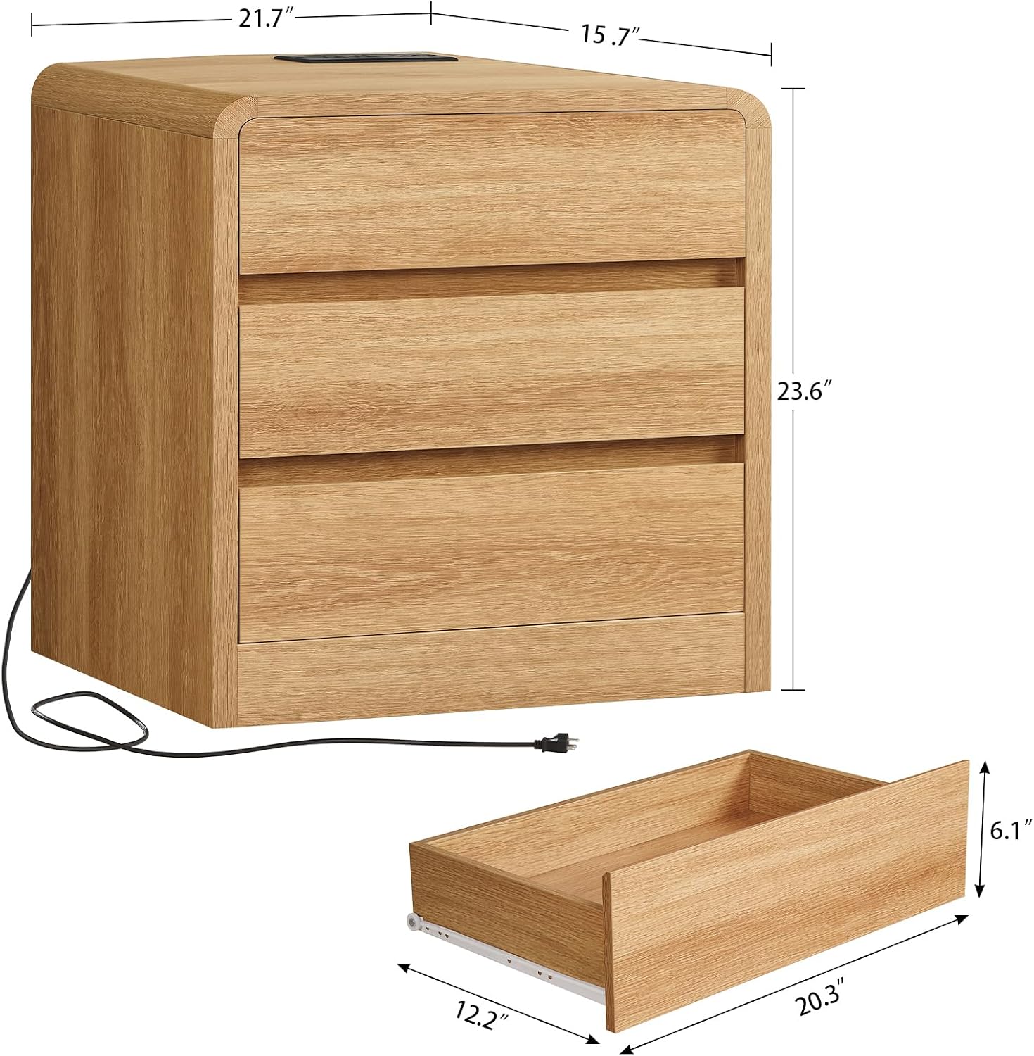 Detalle de TEENFON Nightstand Set with 3 Drawers