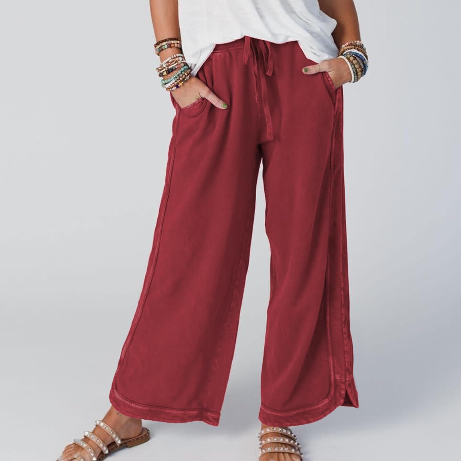 Thumbnail 3 de Hixiaohe Women's Casual Wide Leg Sweatpants — High Waist, Drawstring, Pockets