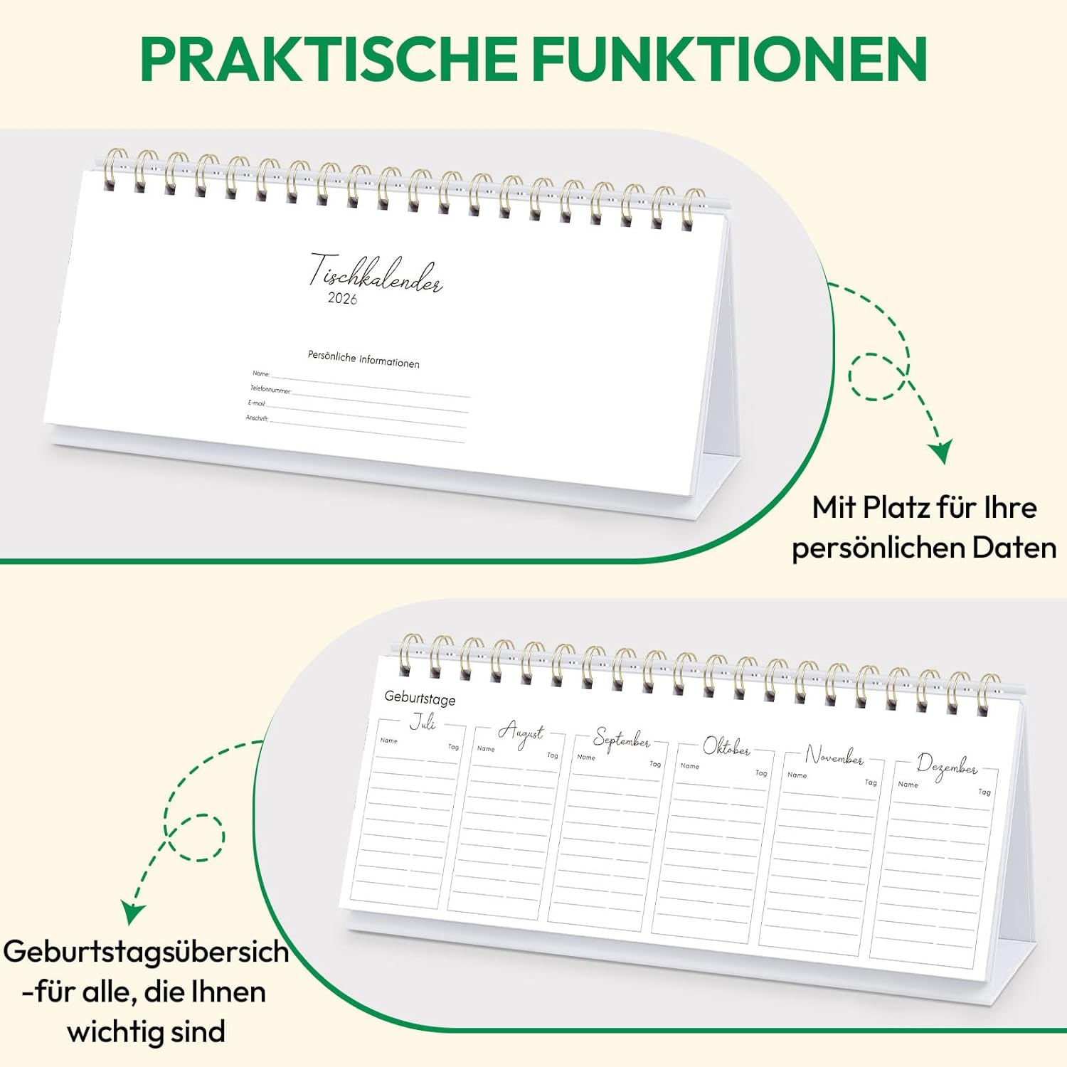 Thumbnail 5 de KONVINIT Wochen-Tischkalender 2026 – Stehkalender im Querformat, 2 Seiten pro Woche