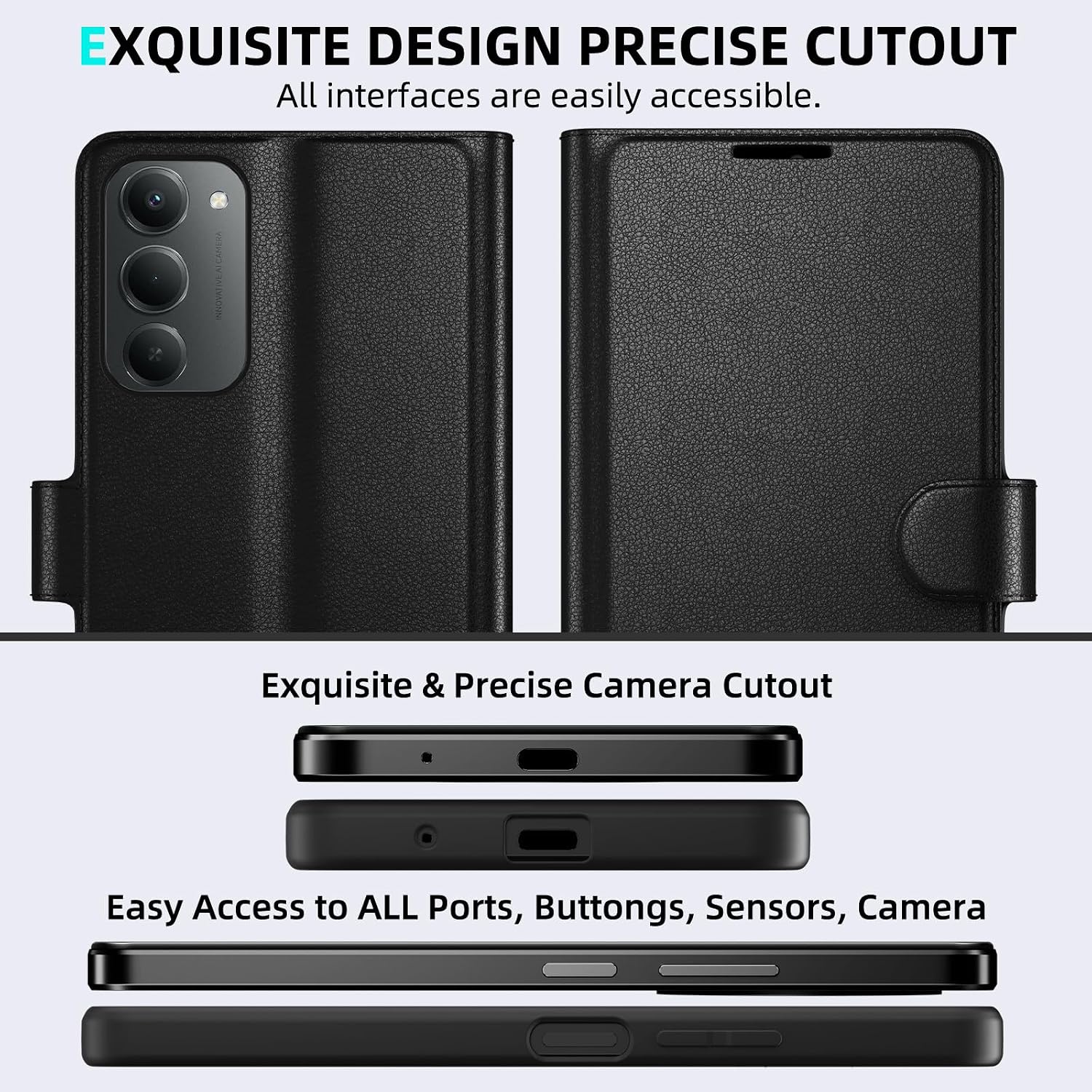 Thumbnail 6 de Eirltiy Portafoglio in PU per Xiaomi Redmi 15 4G/5G – Custodia Protettiva con Vetro Temperato