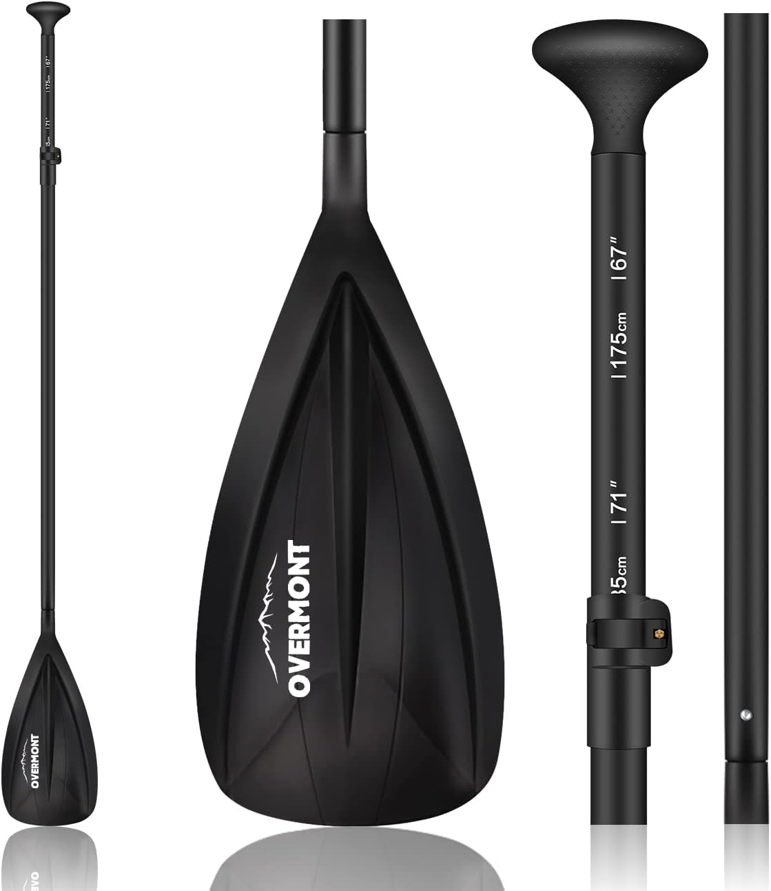 Detalle de OVERMONT Paddle SUP in alluminio, 3 pezzi regolabile – pala completa per Stand Up Paddle