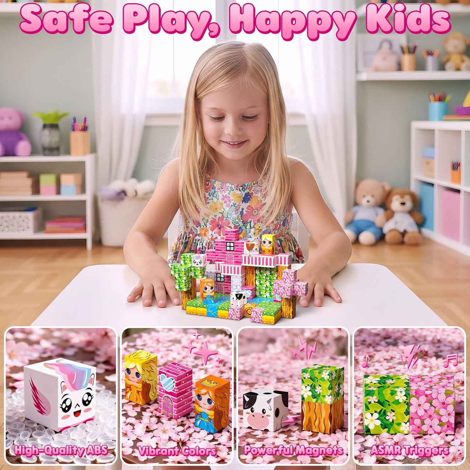 Thumbnail 5 de SSAWR 48-Piece Magnetic Blocks Set (Sakura Forest) – STEM Building Toys for 3+