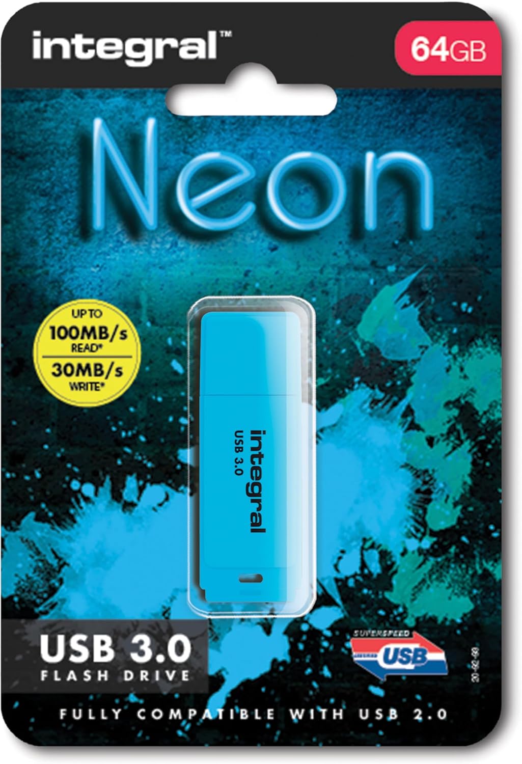 Thumbnail 1 de Integral 64GB Neon Bleu USB 3.2