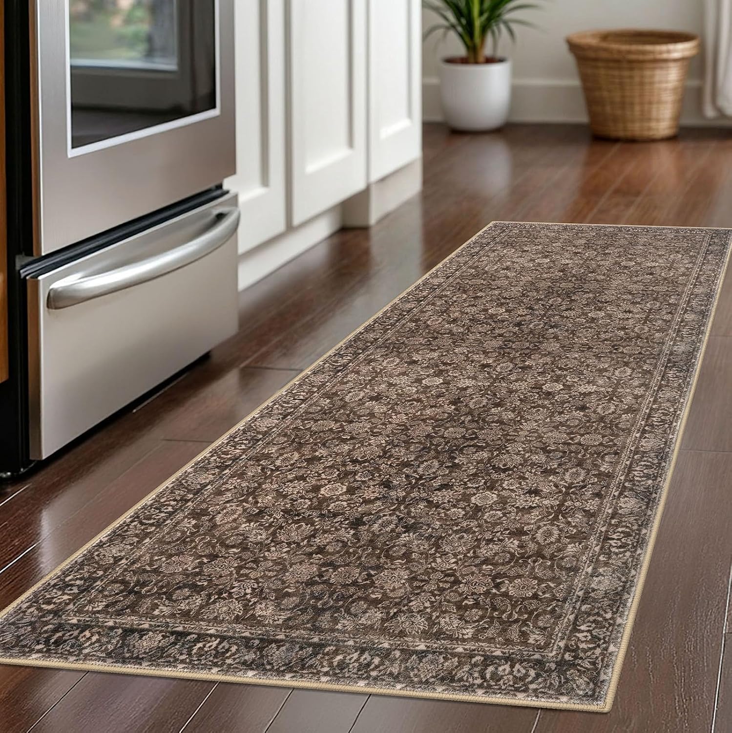 Thumbnail 1 de SIILOOM 2x5 Washable Rug in Rust Reddish Brown — A Soft, Slip-Resistant Small Area Rug for Entryways and Beyond