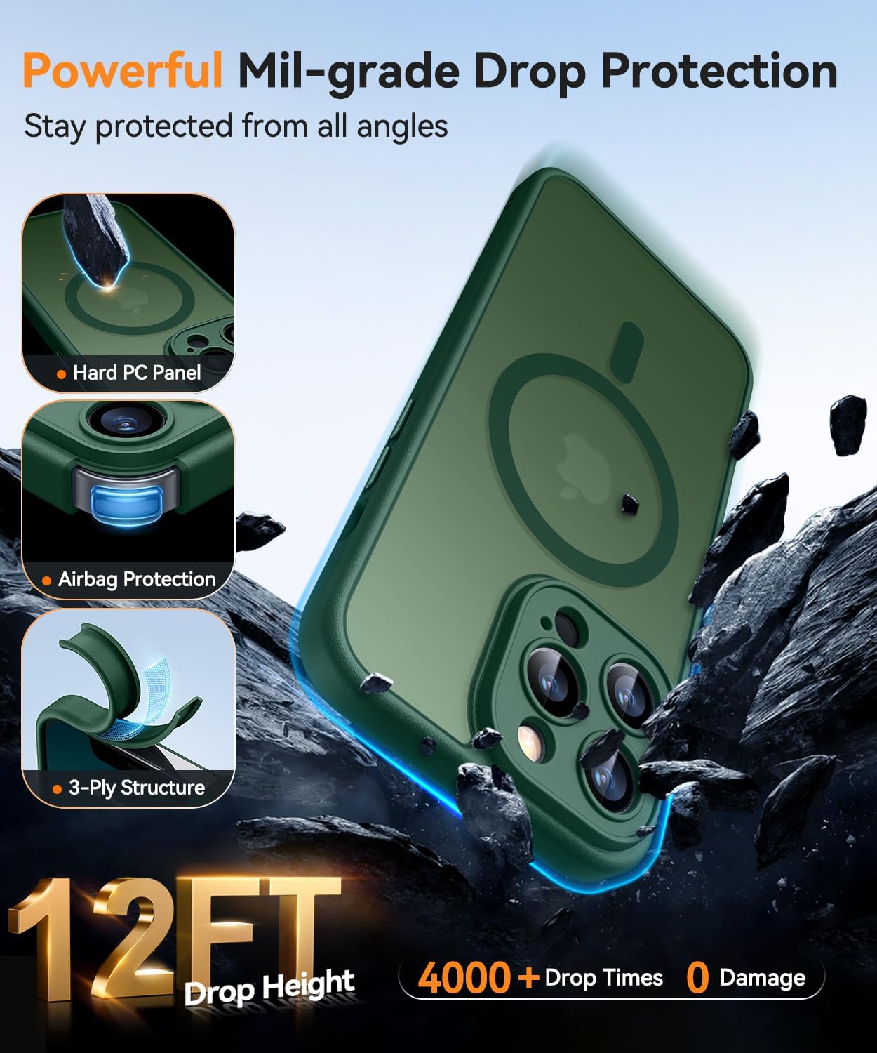 Thumbnail 5 de Coque magnétique CANSHN pour iPhone 13 Pro Max (6,7 pouces) compatible MagSafe, protection photo et finition mate