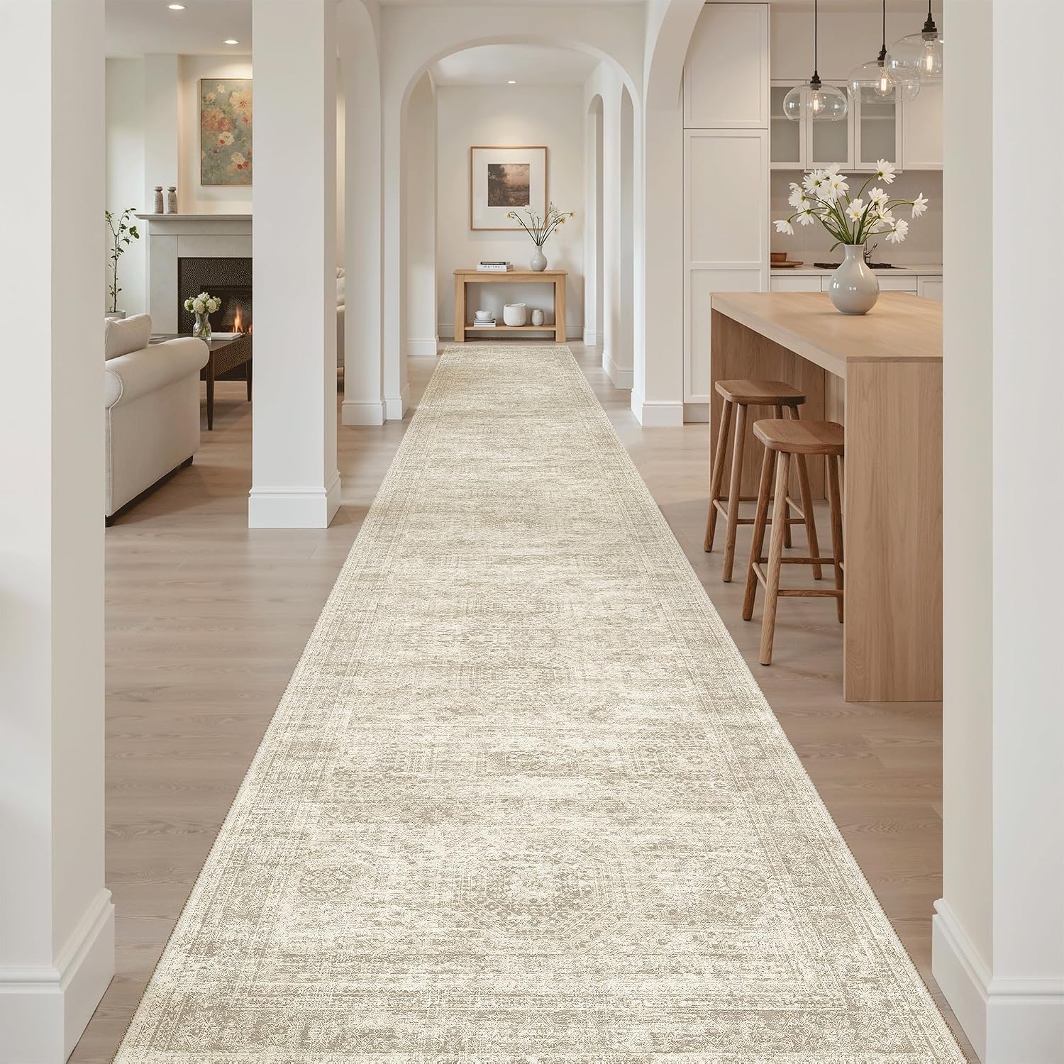 Detalle de Soalmost 3' x 18' Washable Runner Rug with Low Pile and Non-Slip TPR Backing