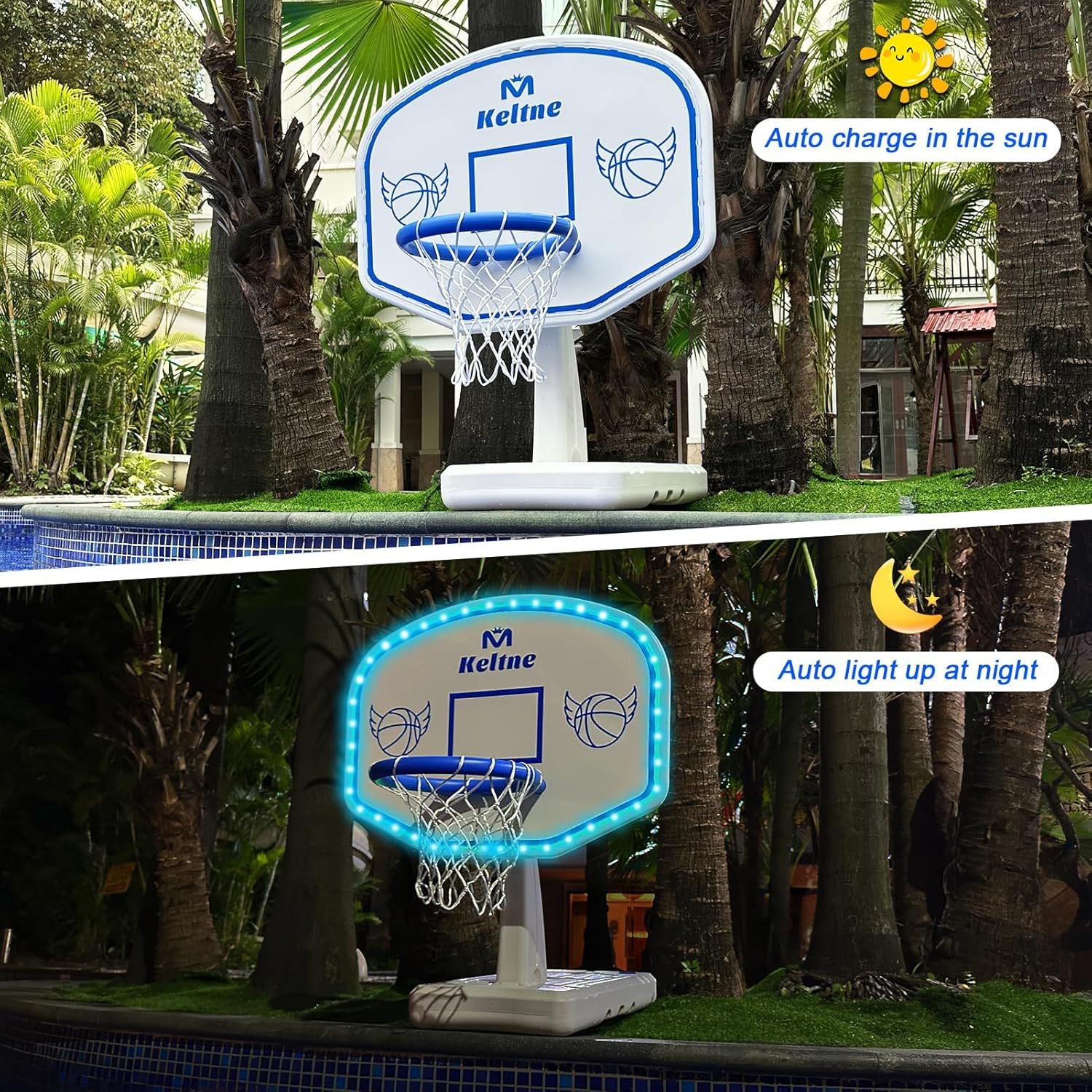 Thumbnail 3 de Dahivs LED Pool Basketball Hoop Poolside: Oversized, Solar-Powered Night Games