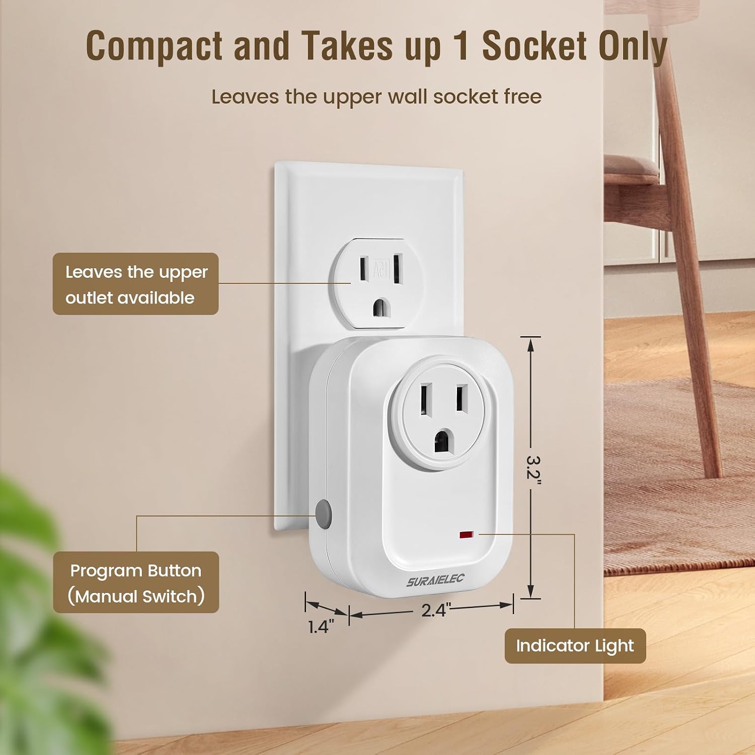 Thumbnail 4 de SURAIELEC URSW11A Wireless Wall Switch and Outlet Remote, 100 ft RF Range