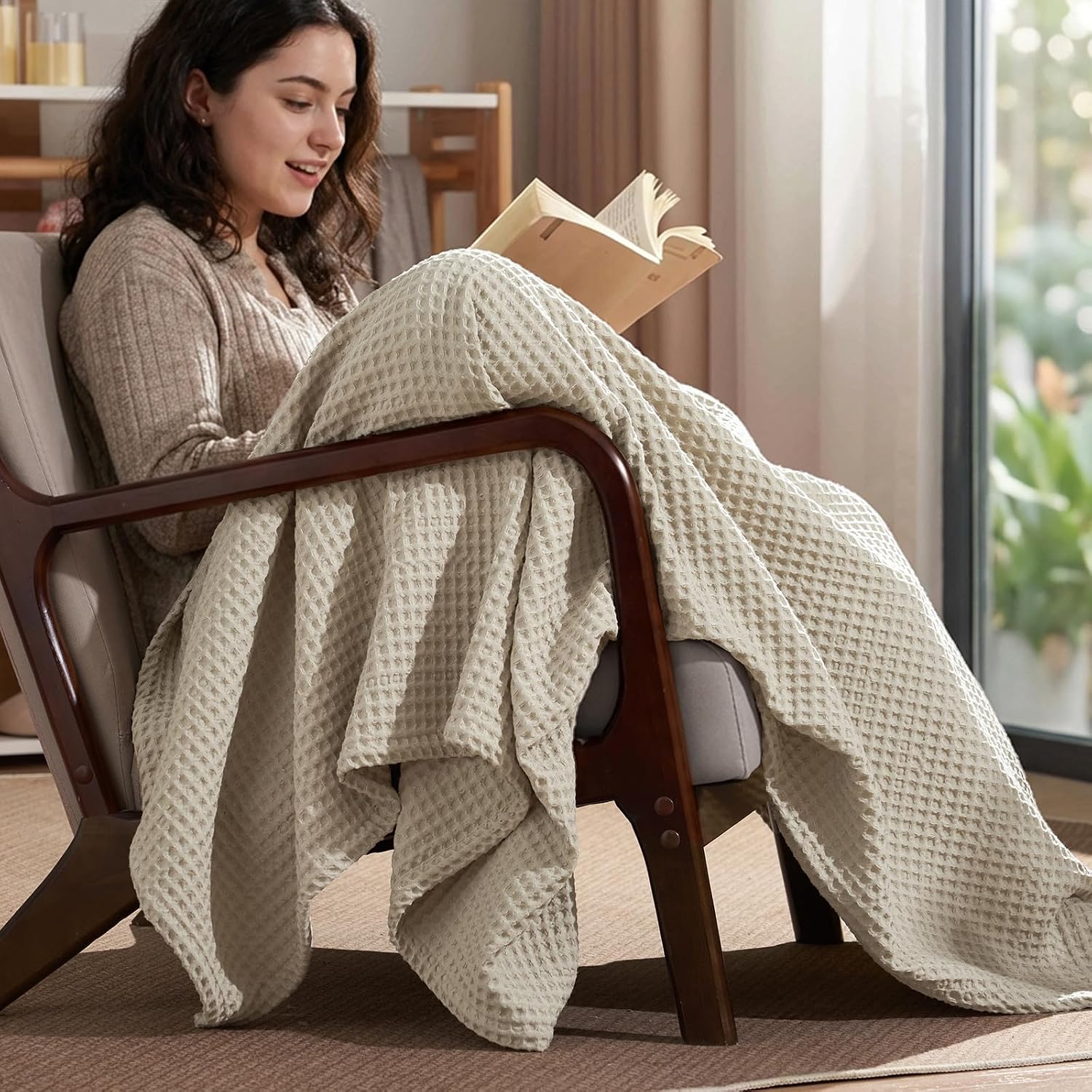 Detalle 1 de PHF Waffle Weave Blanket Queen Size