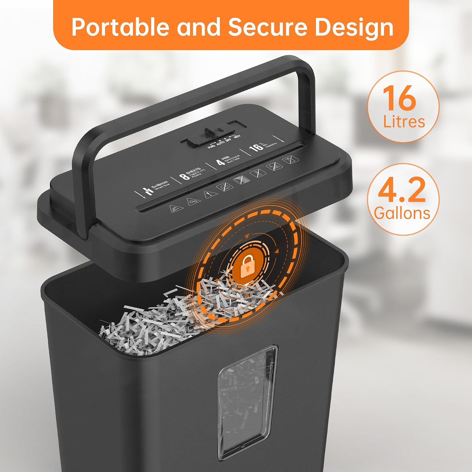 Detalle 1 de Locksworth AZ1693VC Cross-Cut Paper Shredder, P-4, 8-Sheet Capacity