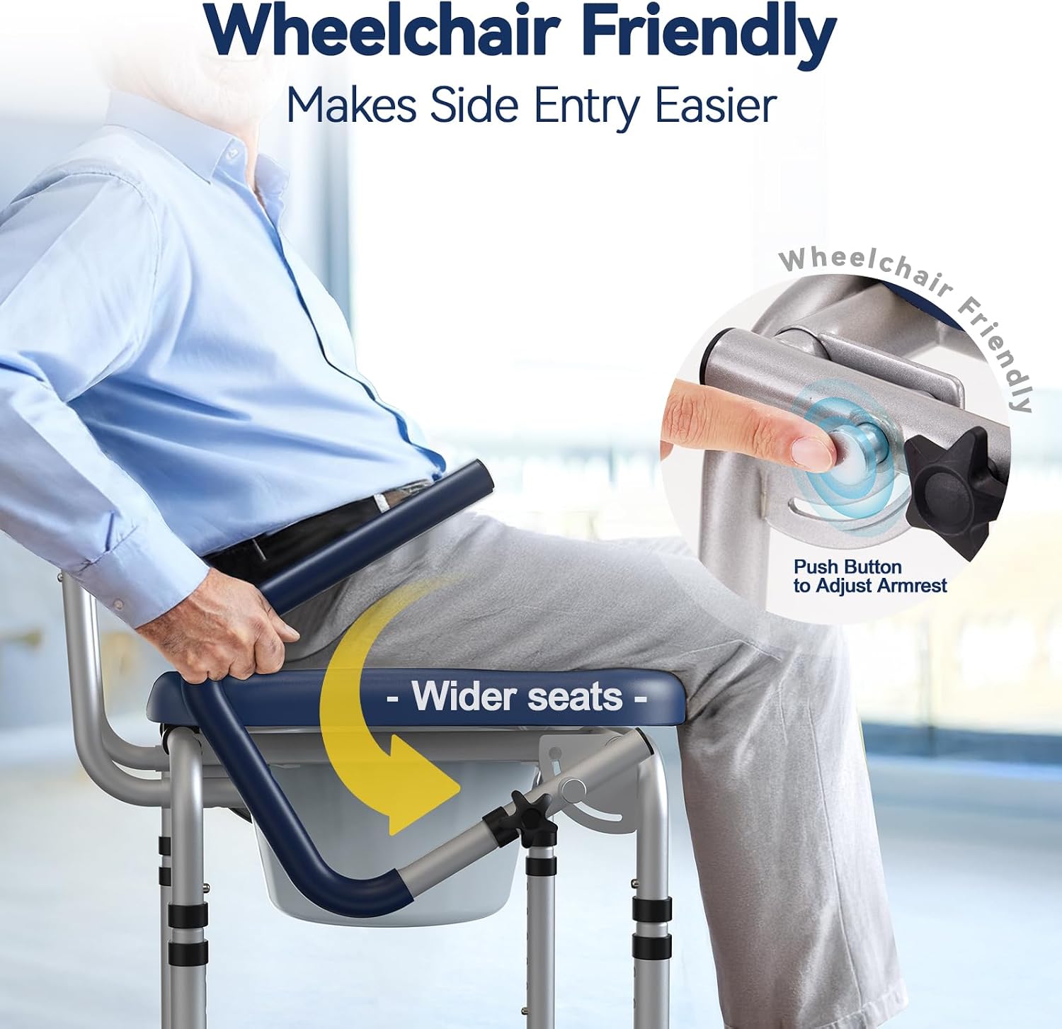Thumbnail 2 de HolyHeal Drop Arm Bedside Commode: 3-in-1 Portable Toilet with Cushioned Comfort