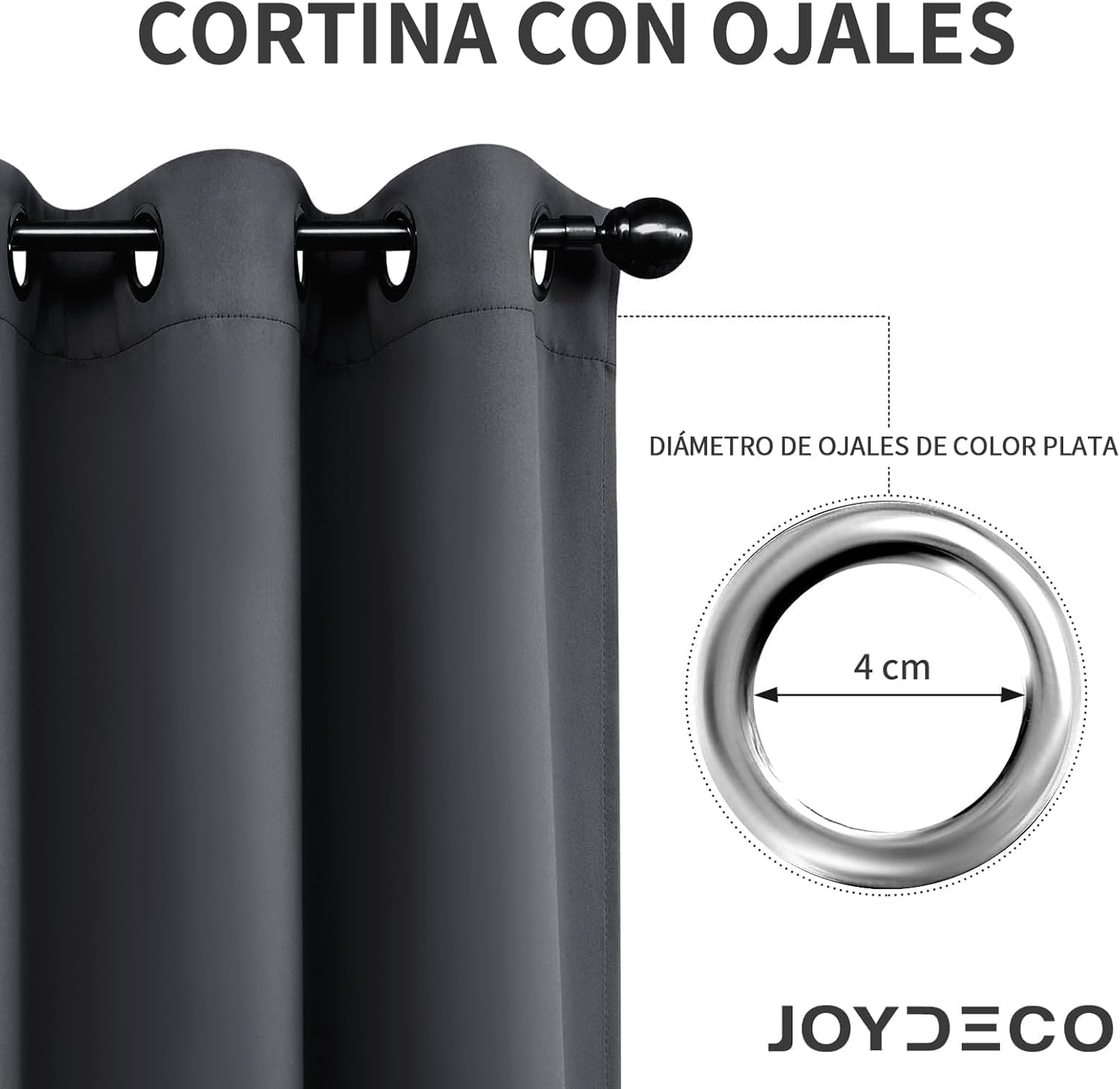 Thumbnail 3 de Joydeco Cortinas Opacas 2 Piezas Gris Oscuro 🧱