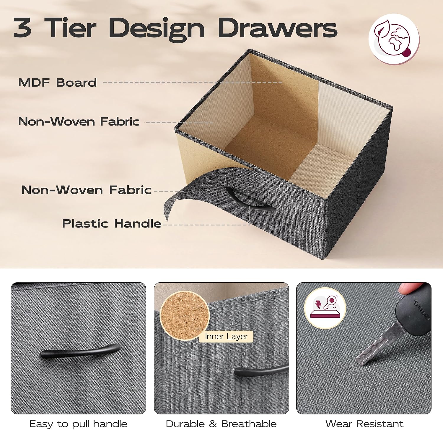 Thumbnail 6 de WLIVE dresser with 4 drawers storage tower