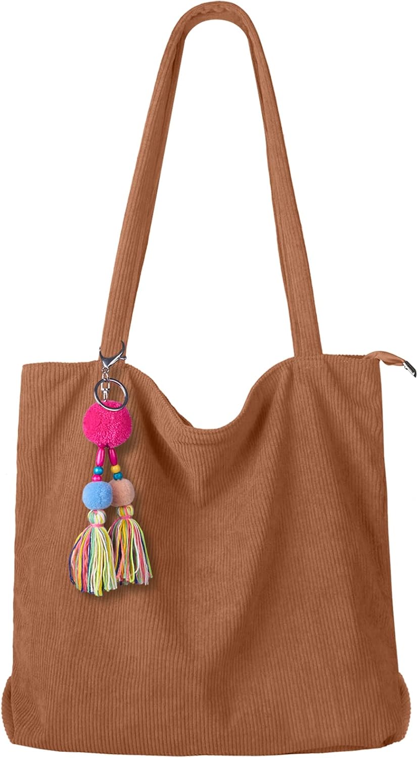 Detalle de FITDON Corduroy Totes Bag with Zip 43cm