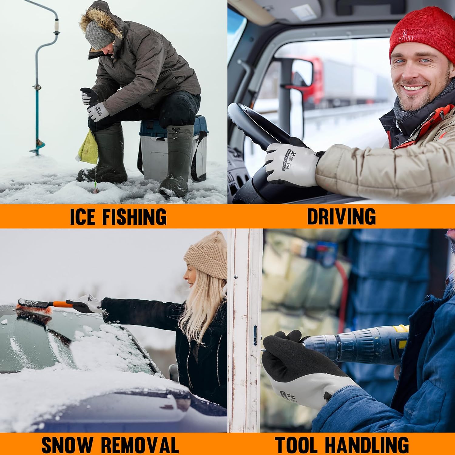 Detalle 2 de HANDLANDY Waterproof Work Gloves, 2 Pairs, Insulated with Grip
