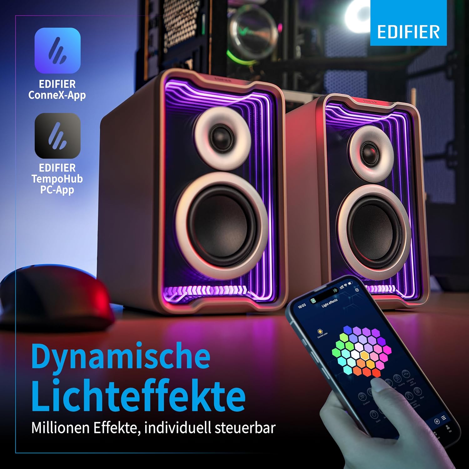 Detalle de Edifier QR30: Aktiver Desktop-Lautsprecher mit Bluetooth 5.4, 30 Watt RMS, Weiß