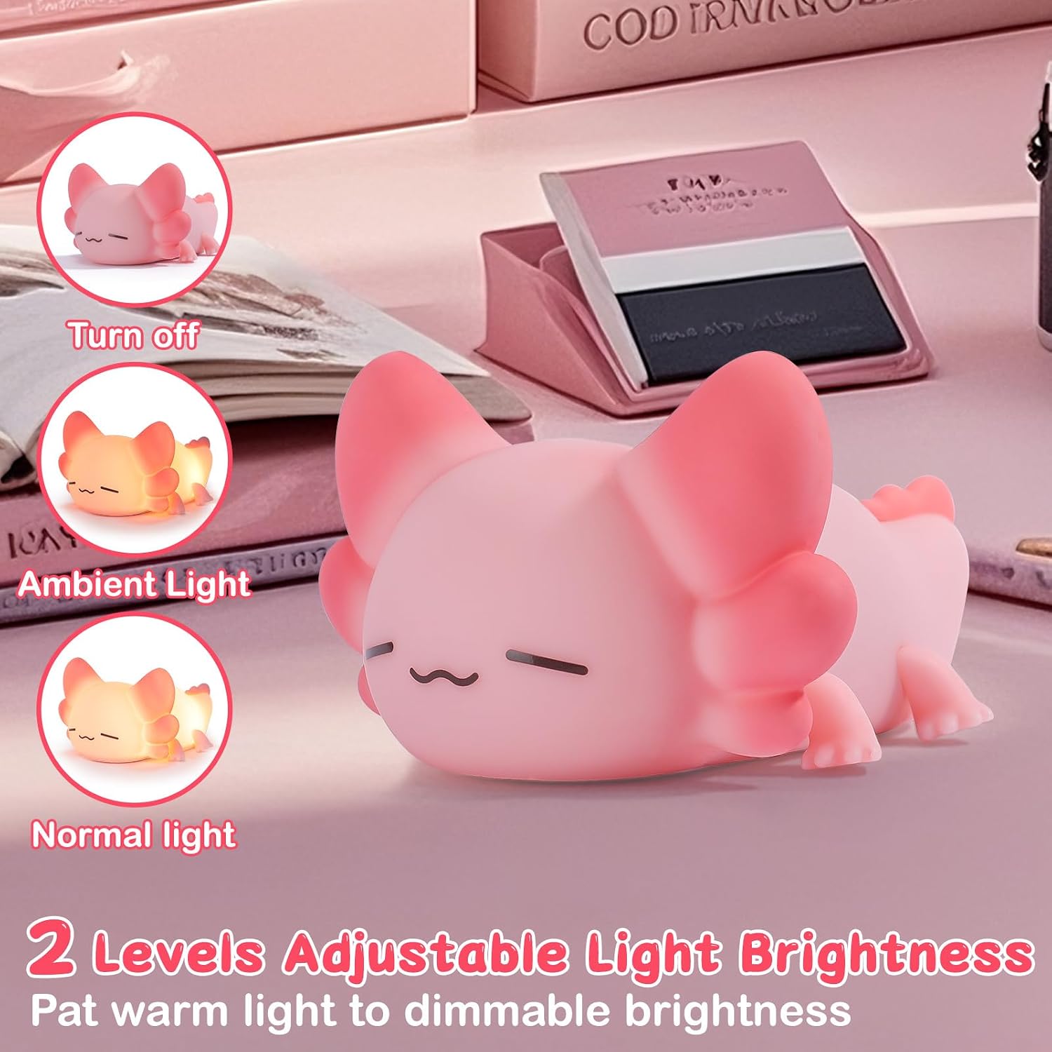 Thumbnail 3 de Lampe de nuit enfant Axolotl en silicone rechargeable USB ZKLiLi (16 couleurs) avec télécommande