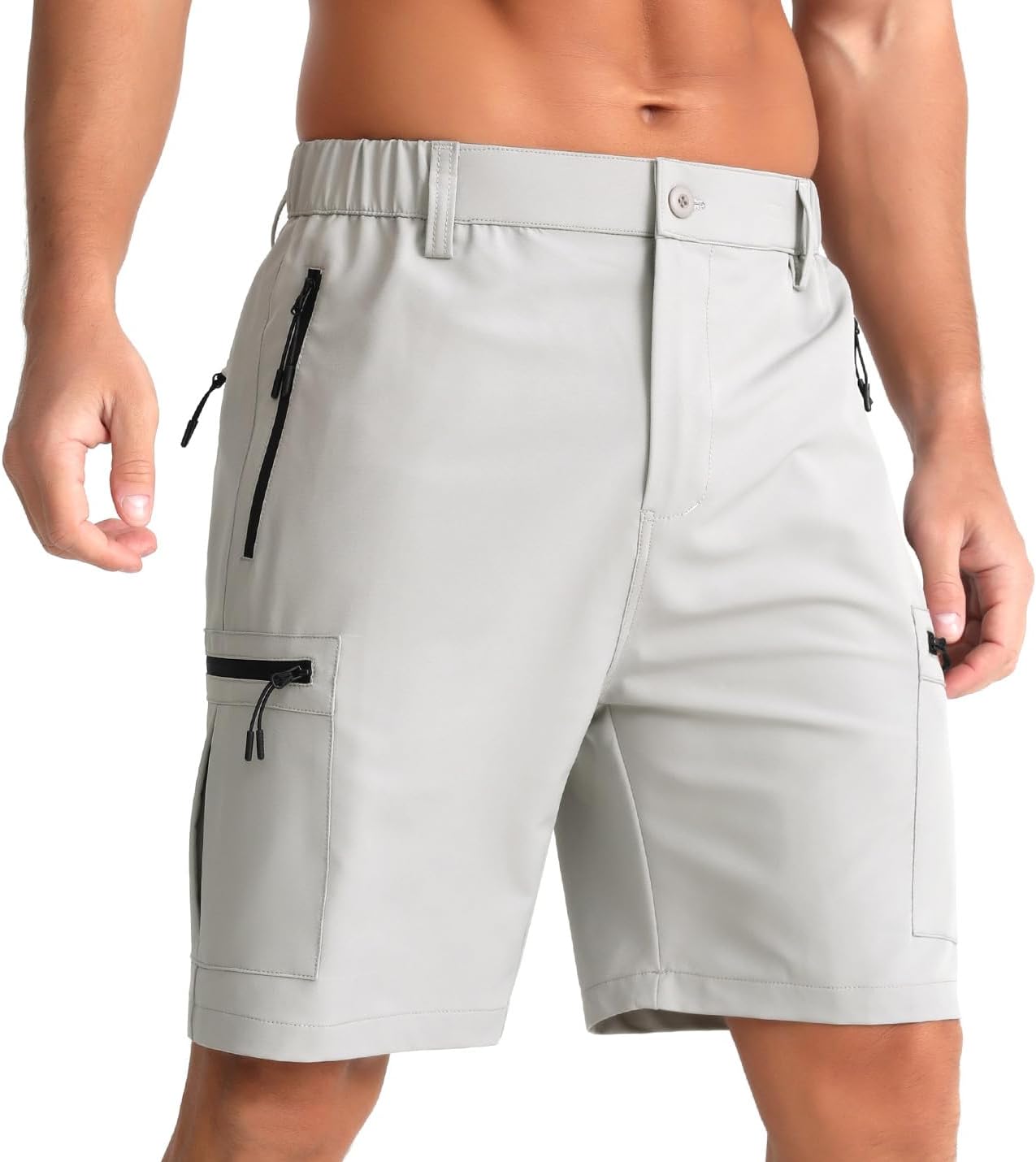 Detalle de iCKER Mens Cargo Shorts: Quick Dry Outdoor Hiking Shorts with Zip Pockets