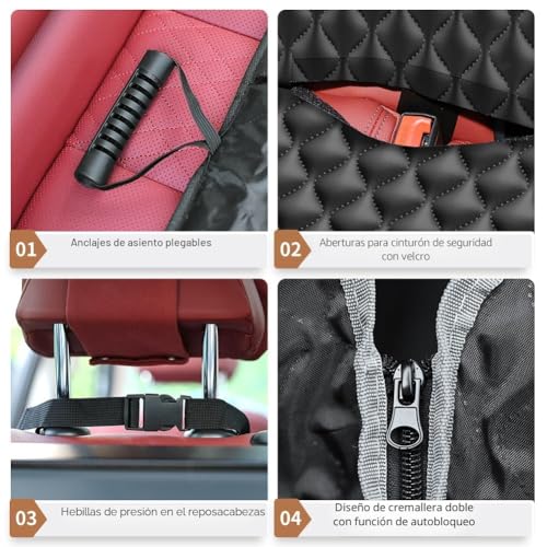 Thumbnail 5 de KYG Funda Coche para Perro – Funda protector de asiento con ventana de malla, impermeable y antideslizante (135x140 cm)