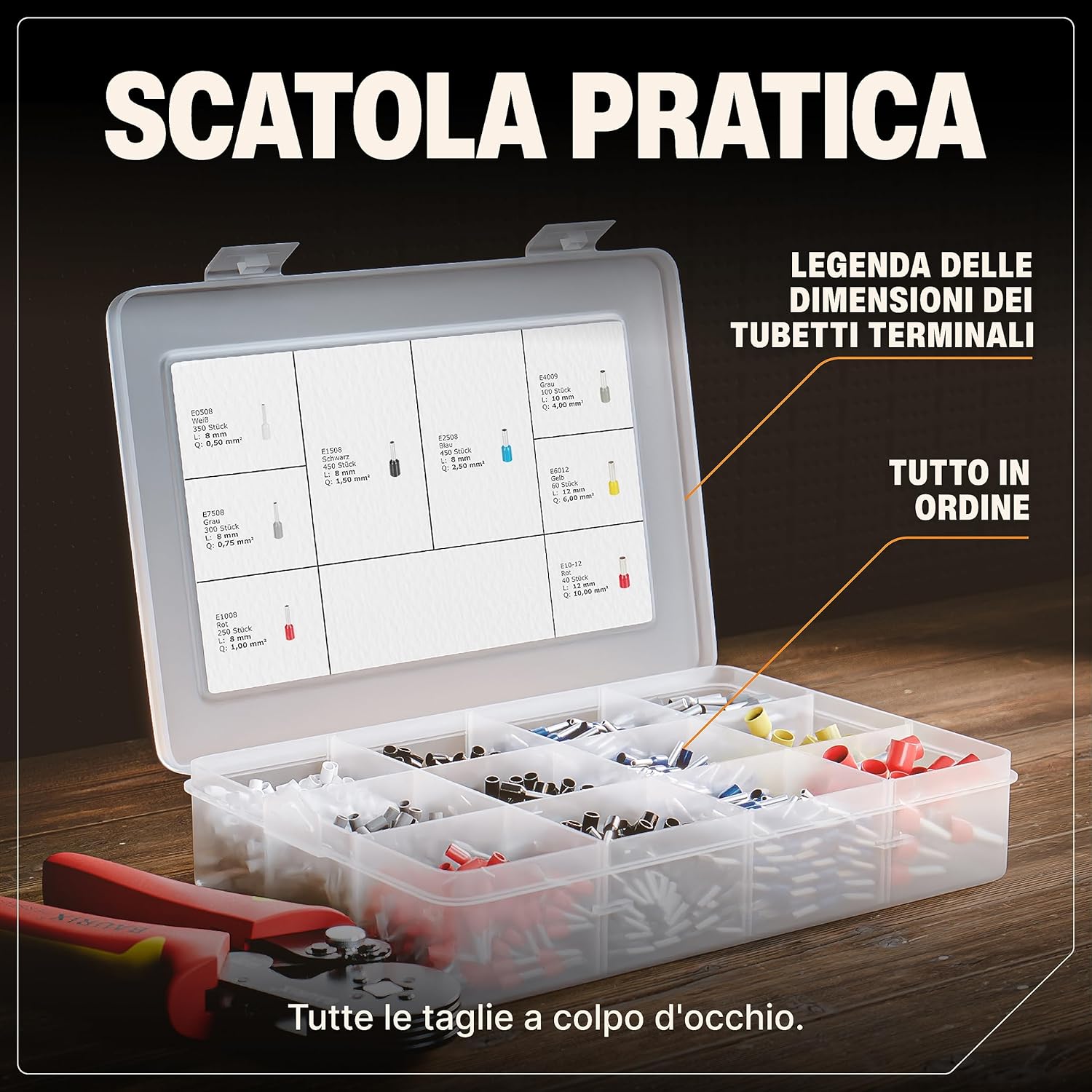 Thumbnail 4 de BAURIX Puntalini Elettrici Set 2000 Pezzi - Assortimento Capicorda DIN [0,5-10 mm²]