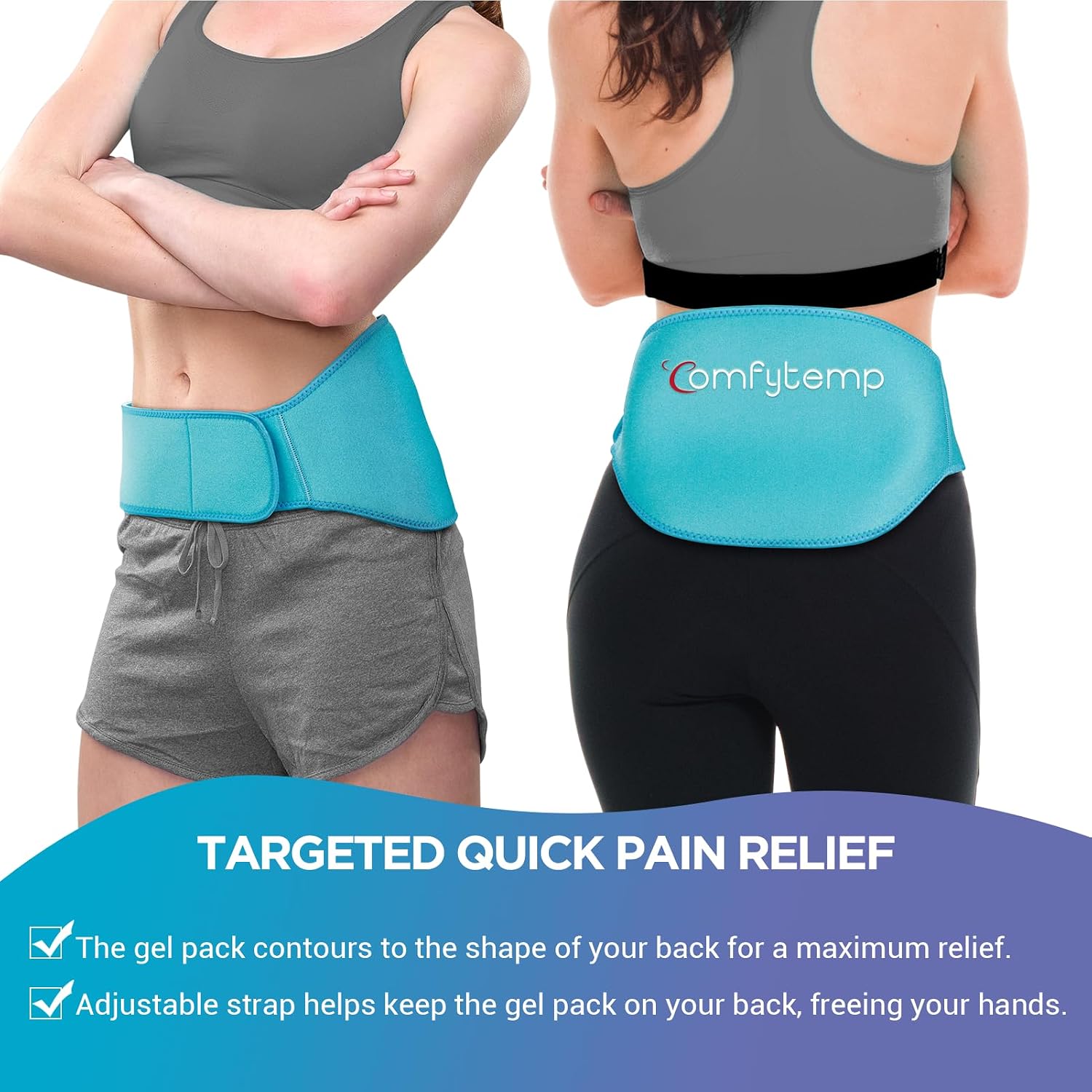 Thumbnail 5 de Comfytemp Ice Pack for Back Pain Relief (2 Gel Packs) — Reusable Lower Back Gel Wrap