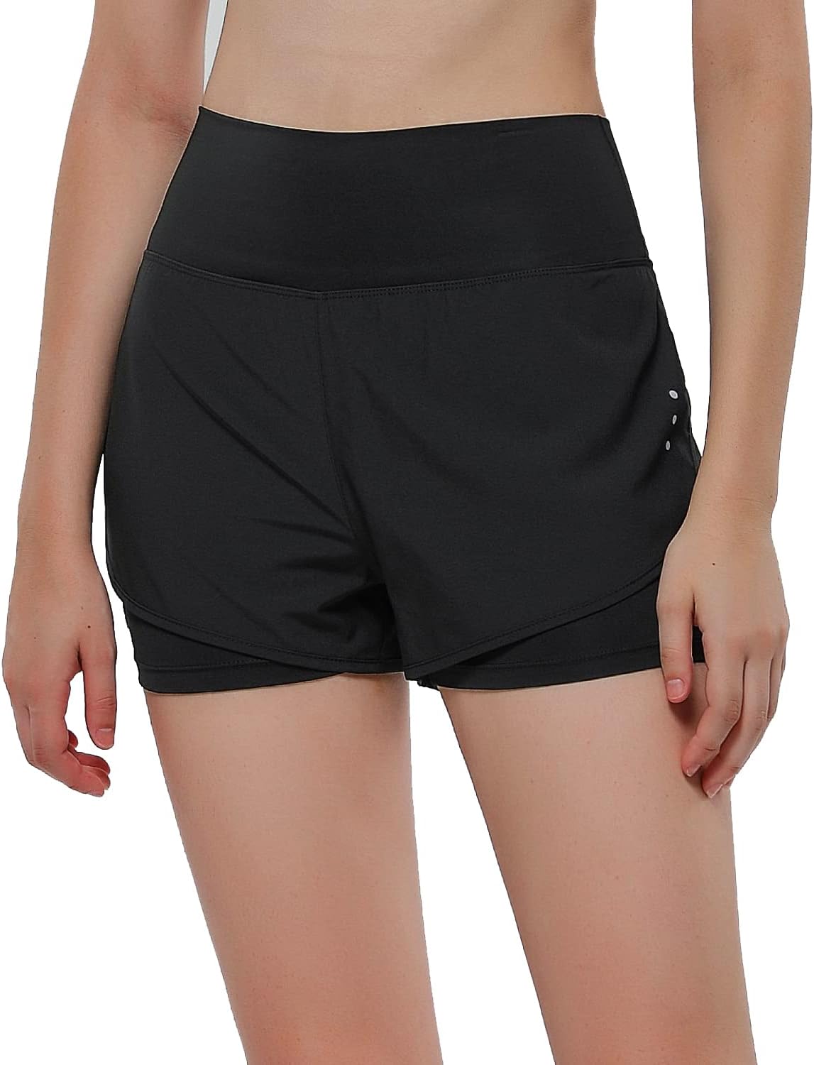 Detalle de VIGVAN 2 in 1 Laufhose Damen – Sport Shorts mit Taschen und schnelltrocknendem Innenfutter