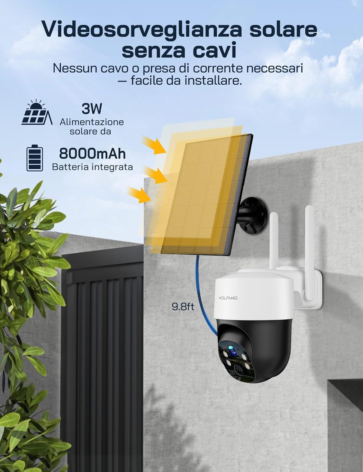 Thumbnail 6 de WOLFANG Telecamera Esterno 4G con SIM, pannello solare e 2.5K HD