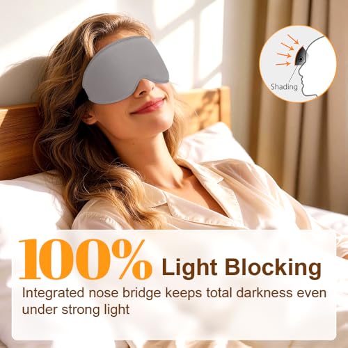 Detalle de Gritin 100% Blackout Sleep Eye Mask – 3D Contoured, Side-Sleeper Friendly (Twin Pack with Earplugs)
