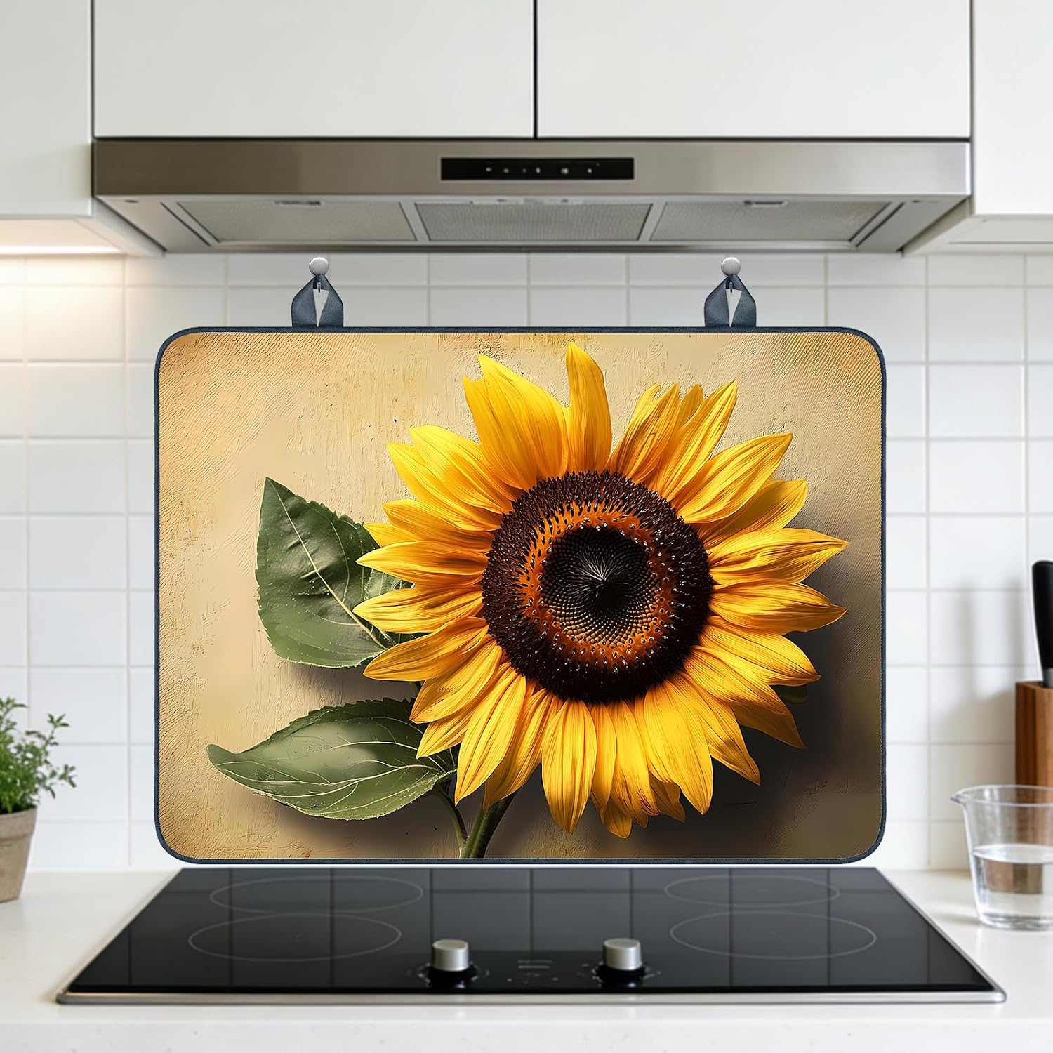 Detalle 2 de Nuxovilar Vintage Sunflower Stove Cover, 20.47 x 28.34 Inches