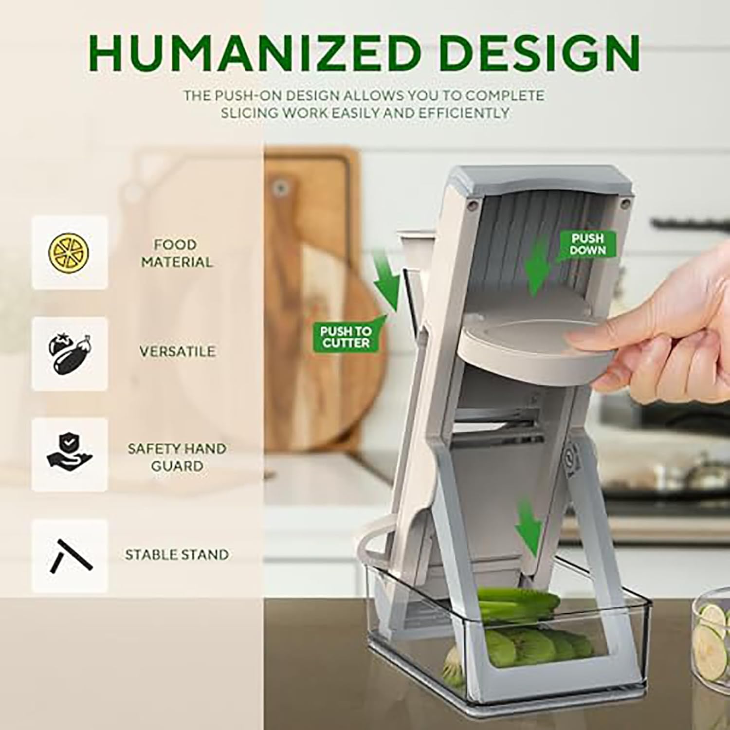 Thumbnail 1 de Eletronova Safe Mandoline Slicer for Kitchen (Grey) — Vegetable Slicer, Julienne Cutter & French Fry Style