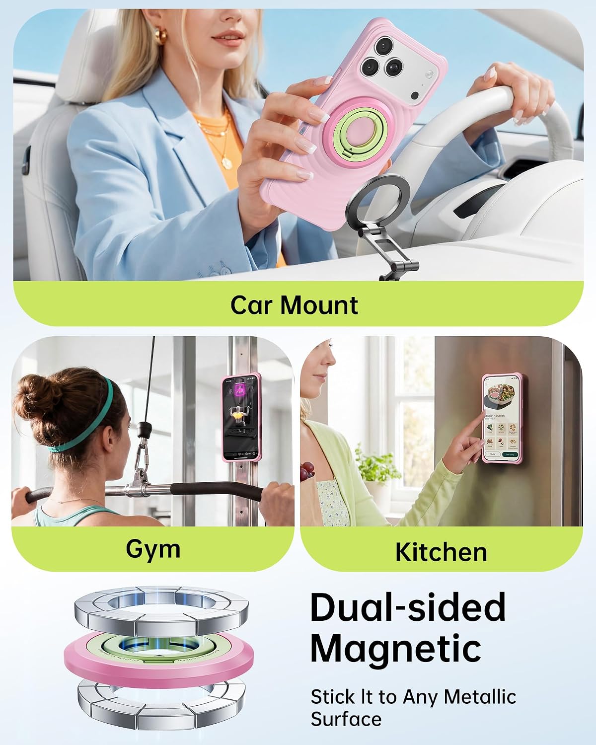 Thumbnail 4 de SYNCWIRE Magnetic Phone Ring Holder for MagSafe with 360° Rotation – Dual-Sided Magnetic Grip