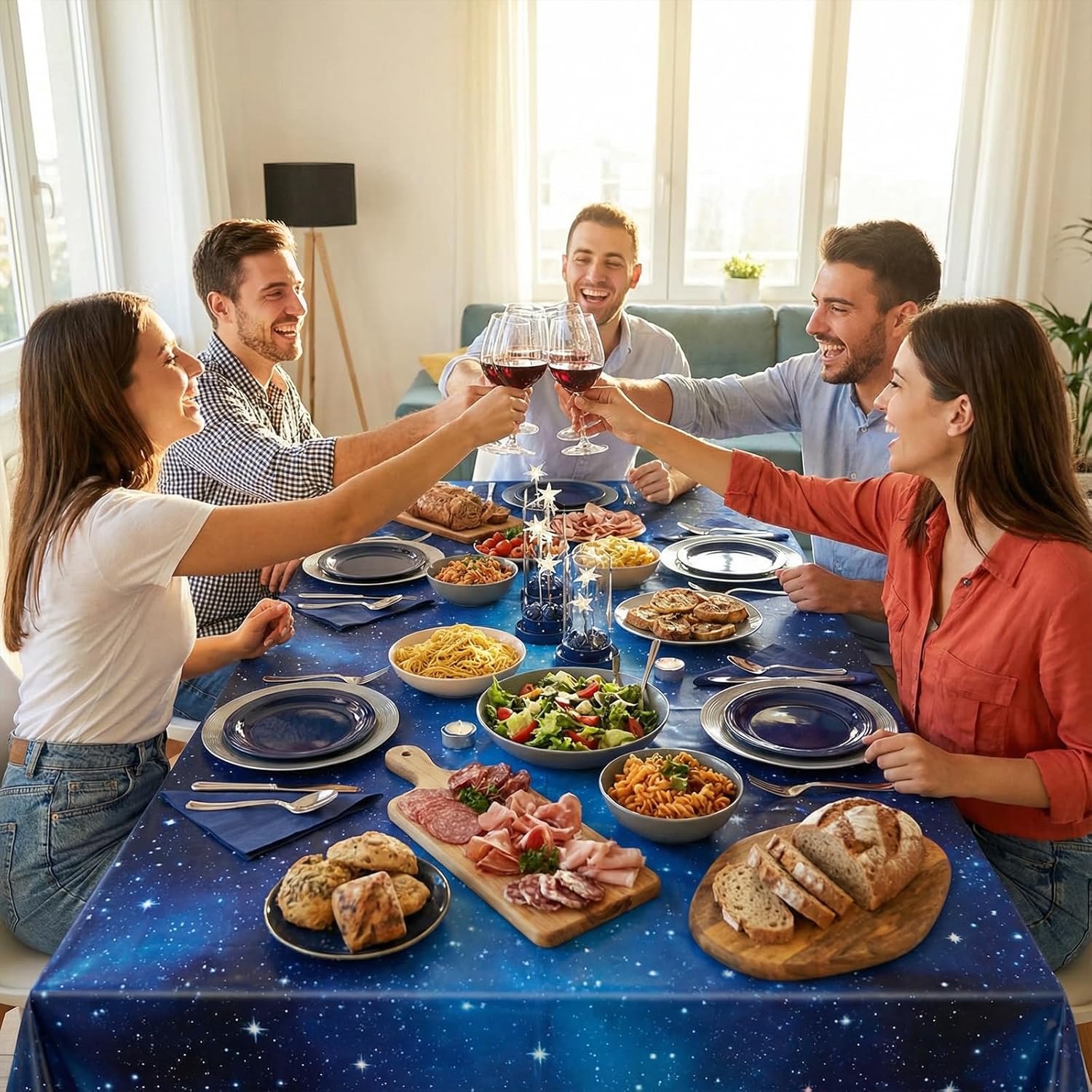 Thumbnail 5 de NatNarr 3-Pack Plastic Space Tablecloths (54 x 108 in) Waterproof Galaxy Star Party Table Covers