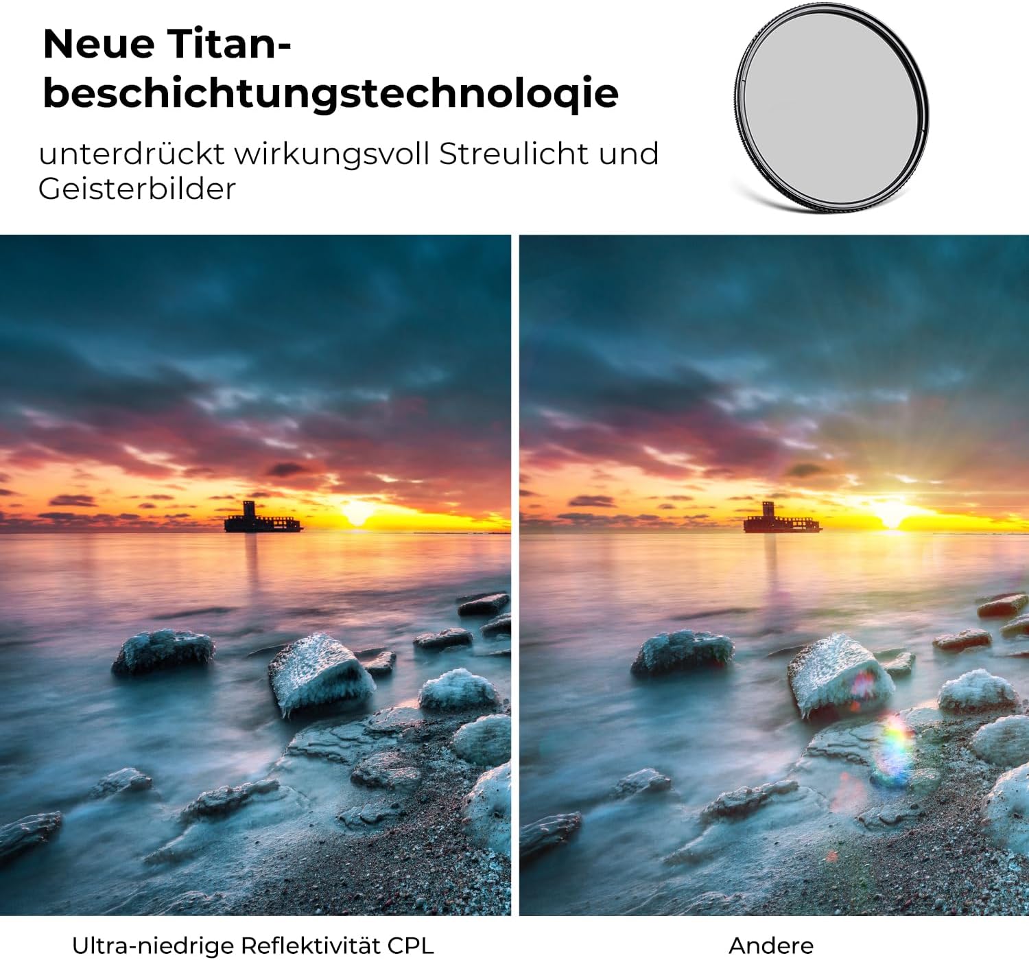 Thumbnail 2 de K&F CONCEPT Filter 67 mm CPL „Ultra-niedrige Reflexion“ Nano-Xcel