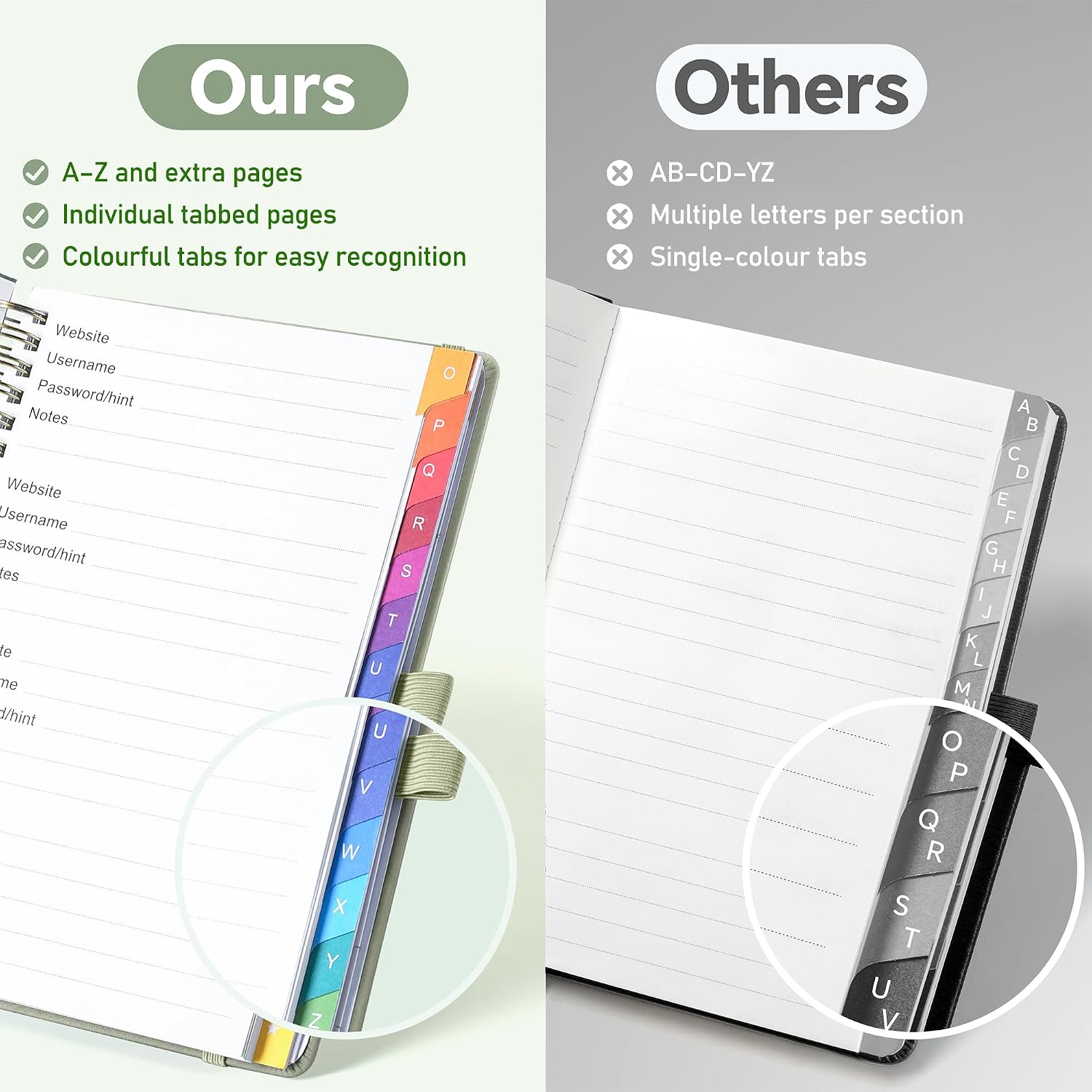 Detalle de ZXHQ Password Book, 5.8" x 8.4", A–Z Tabs and 120 GSM Paper