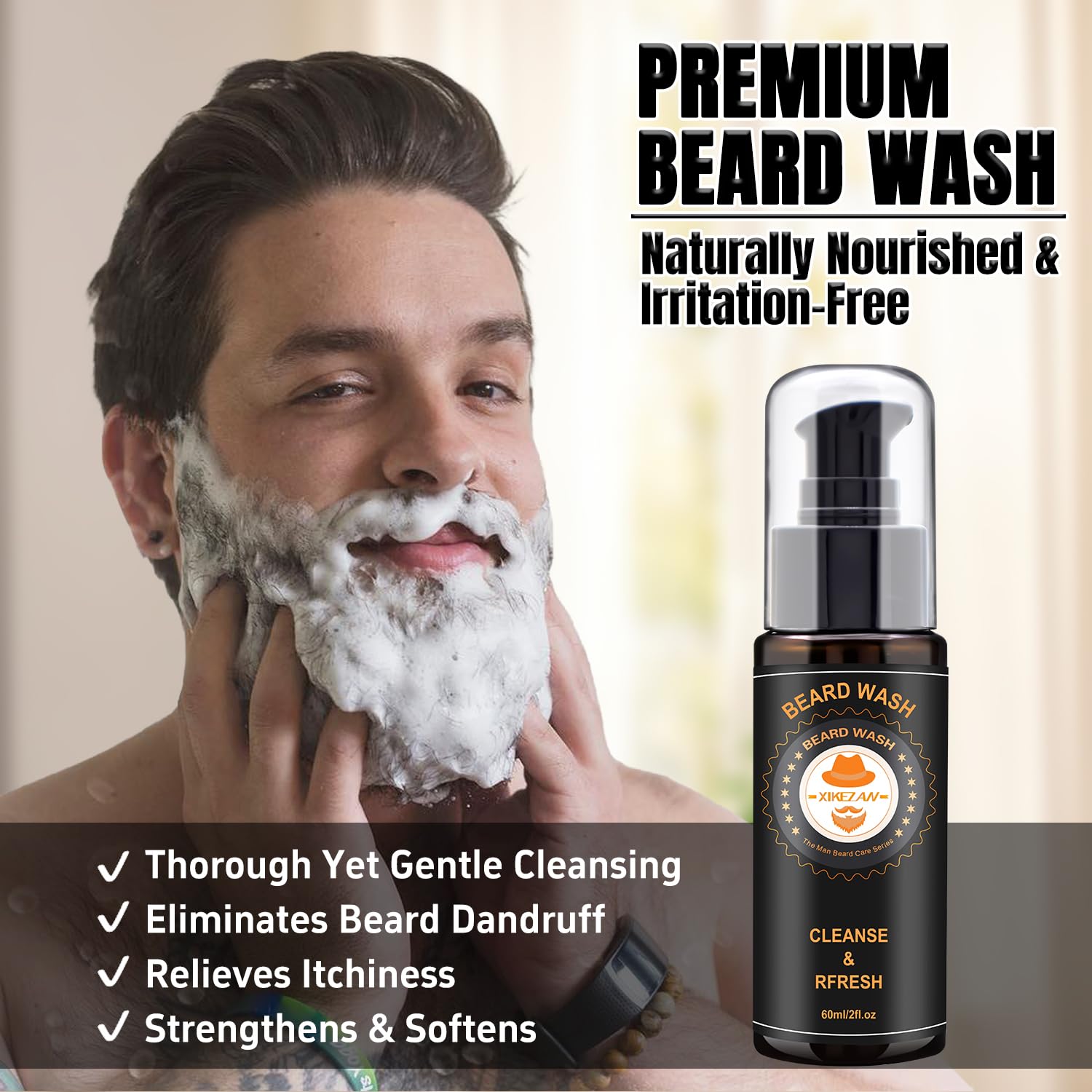Detalle de XIKEZAN Beard Grooming Kit, 10-Piece Set with Orange and Sandalwood Oil