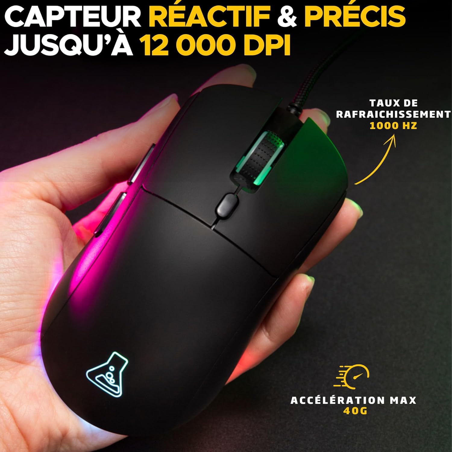 Thumbnail 2 de The G-Lab Kult Cobalt : souris gaming filaire USB jusqu’à 12 800 DPI, légère et RGB ajustable