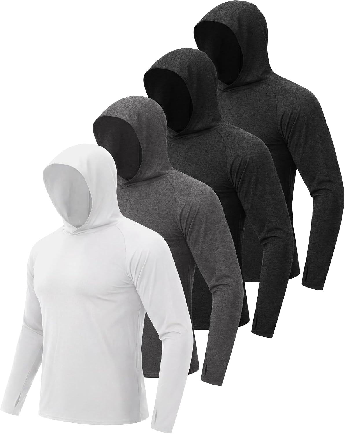 Detalle 2 de BOOJO 4 Pack Sun Hoodie for Men — UV UPF 50+ Long Sleeve Lightweight Running & Fishing Shirts