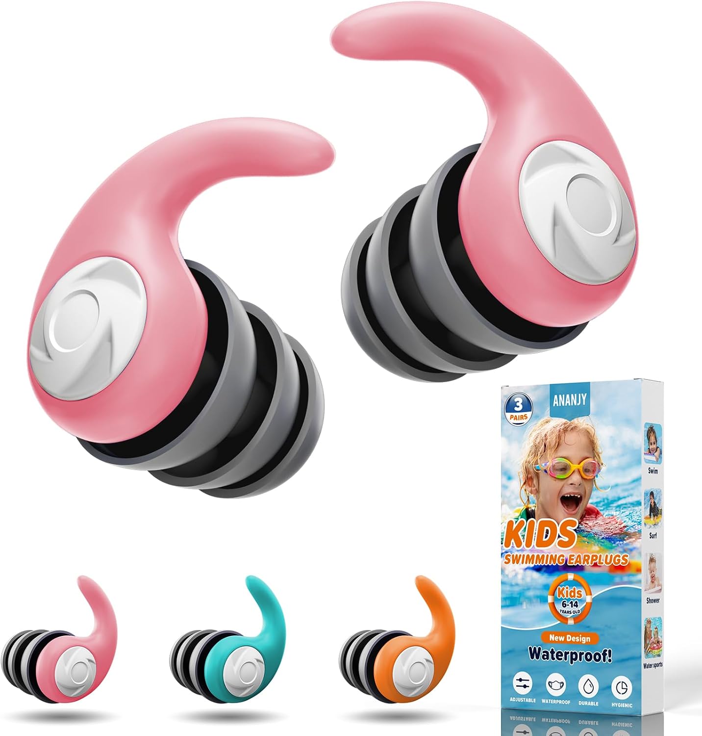 Detalle de Swimming Ear Plugs, 3 Pairs