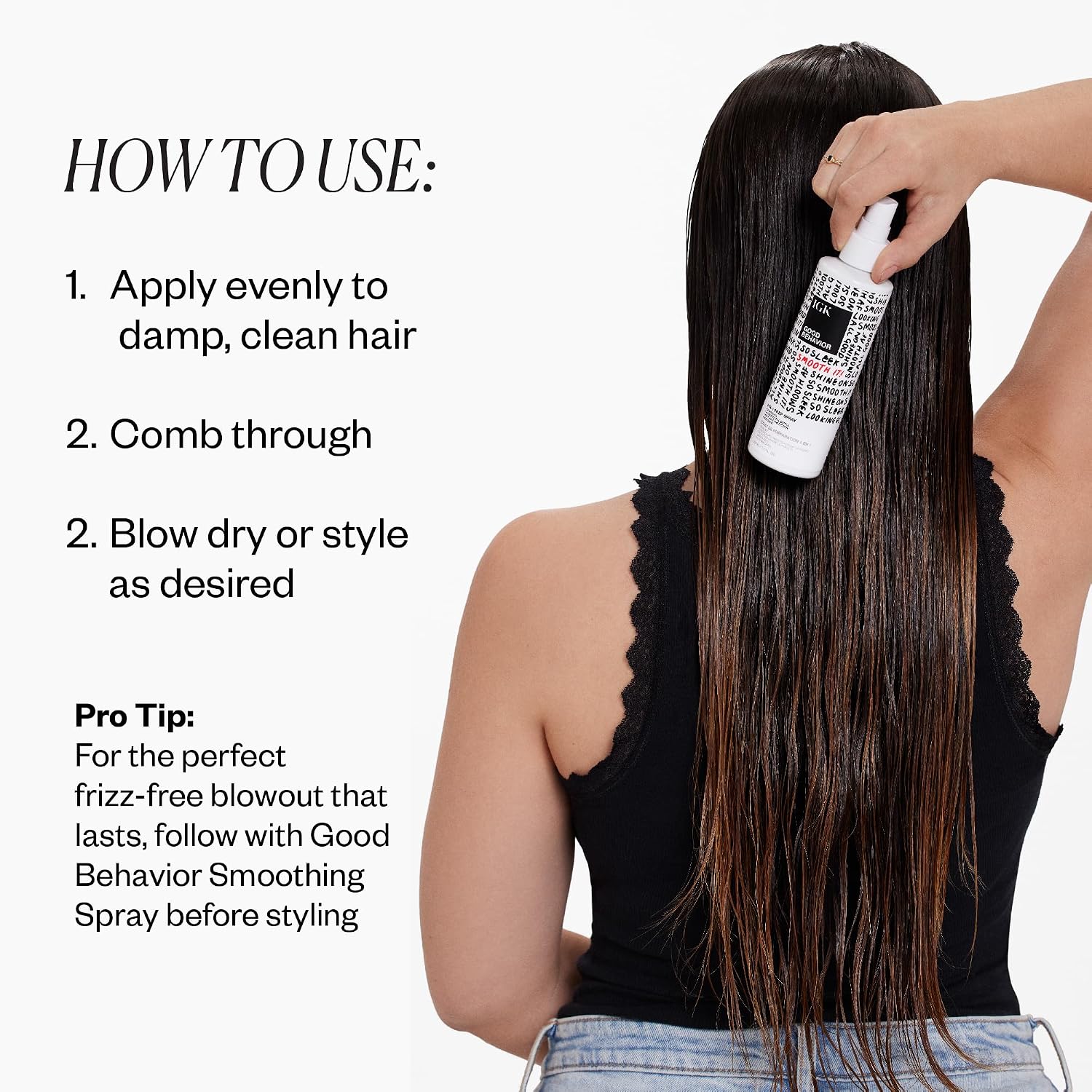 Detalle de IGK GOOD BEHAVIOR 4-in-1 Prep Spray: Leave-In, Detangle, and Heat Protect, 7 oz
