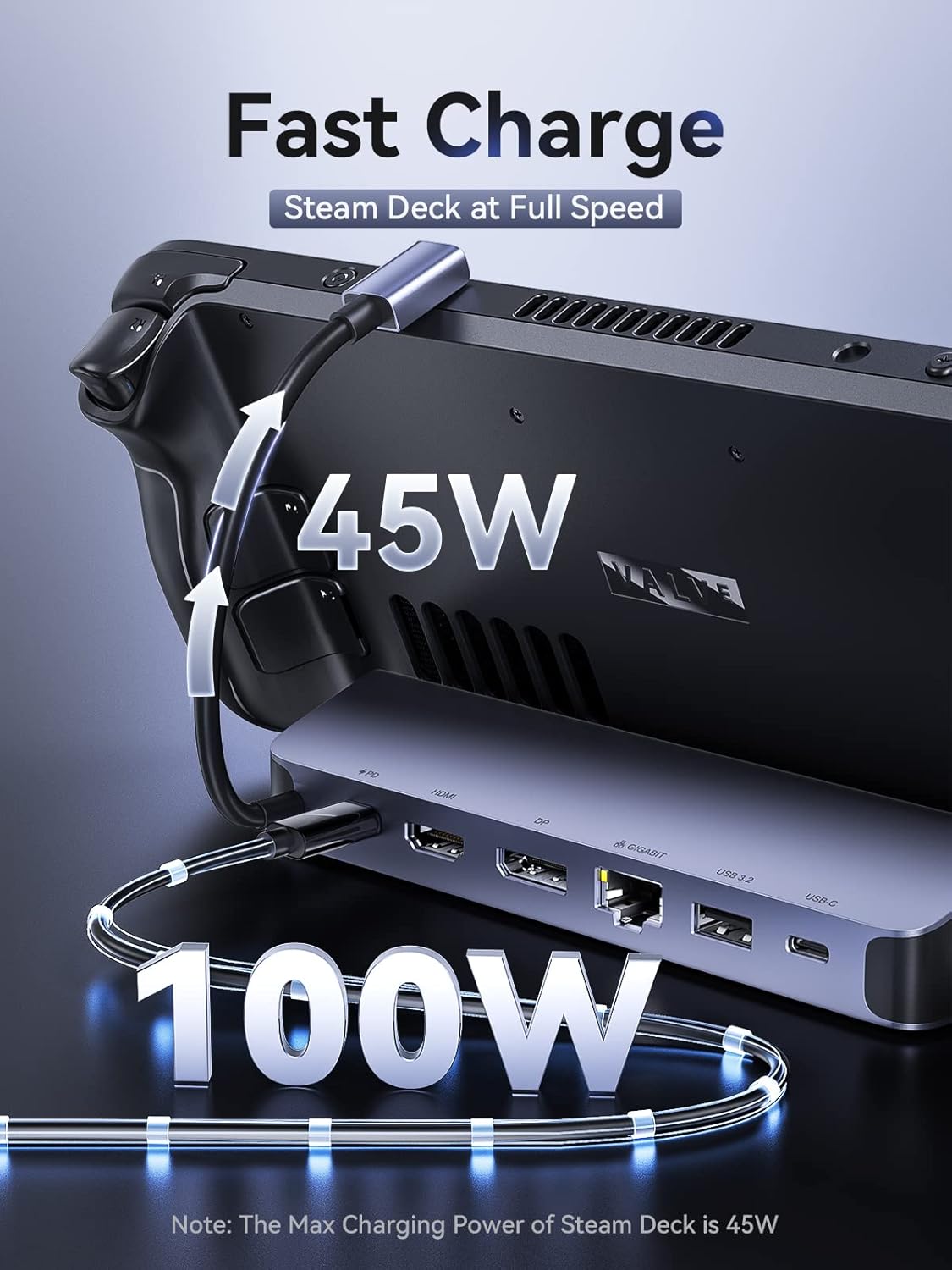 Thumbnail 4 de QUUGE Steam Deck Dock Dual Monitor (7 in 1) with HDMI 2.0, DisplayPort 1.4, 4K60Hz and 100W charging