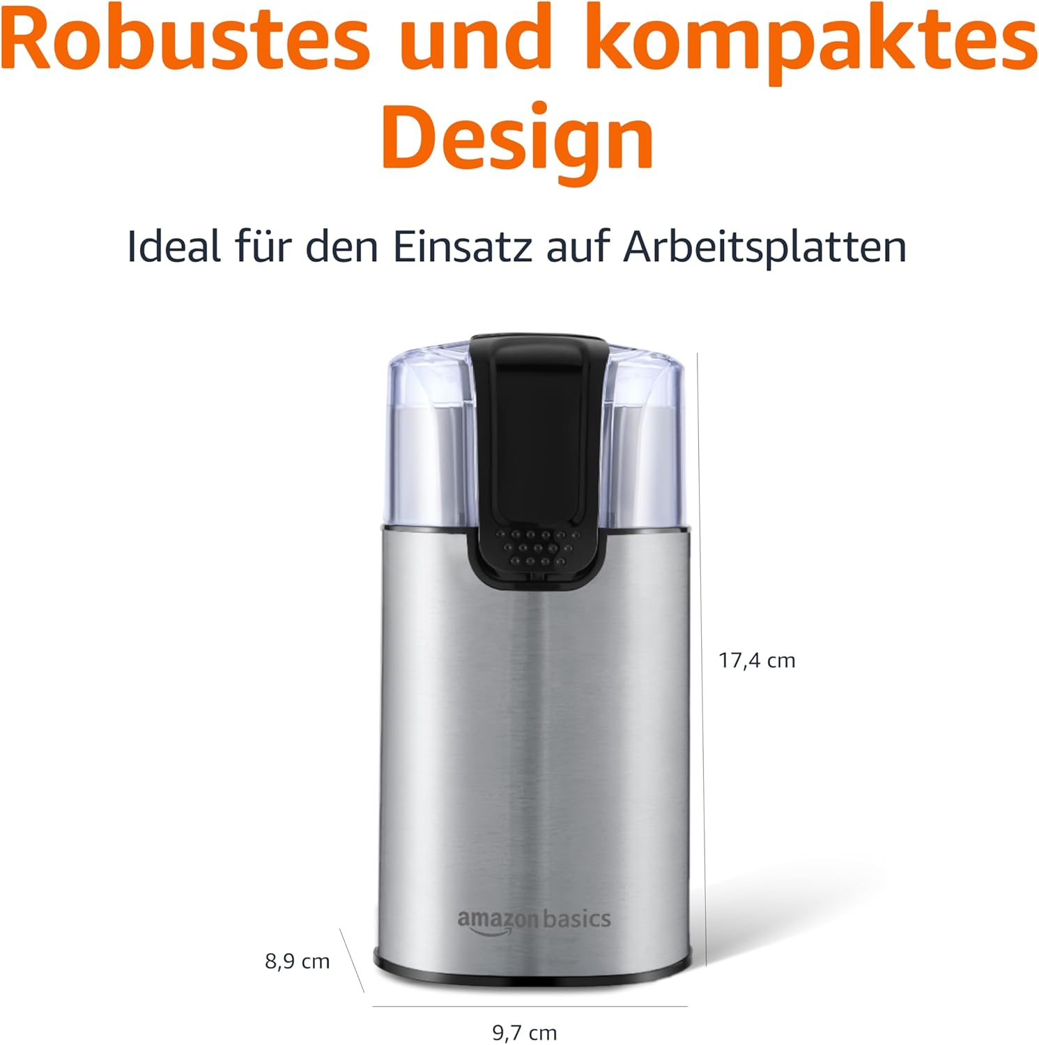 Thumbnail 4 de Amazon Basics Elektrische Kaffeemühle, Edelstahl – kompakt und zuverlässig